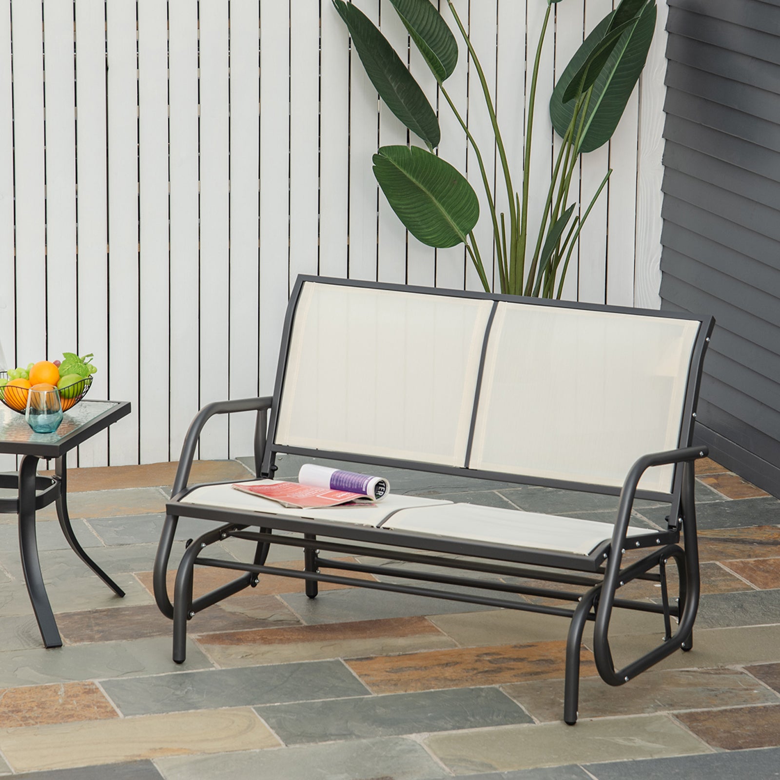 Baloiço de Jardim 2 Lugares Creme 120x70x85 cm