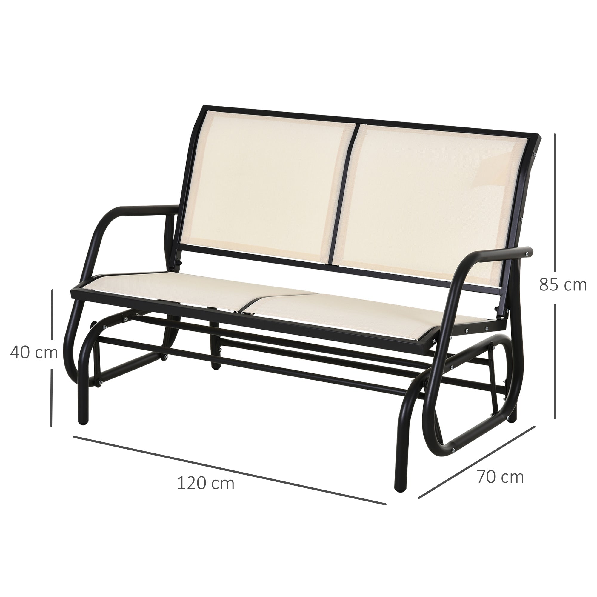 Baloiço de Jardim 2 Lugares Creme 120x70x85 cm