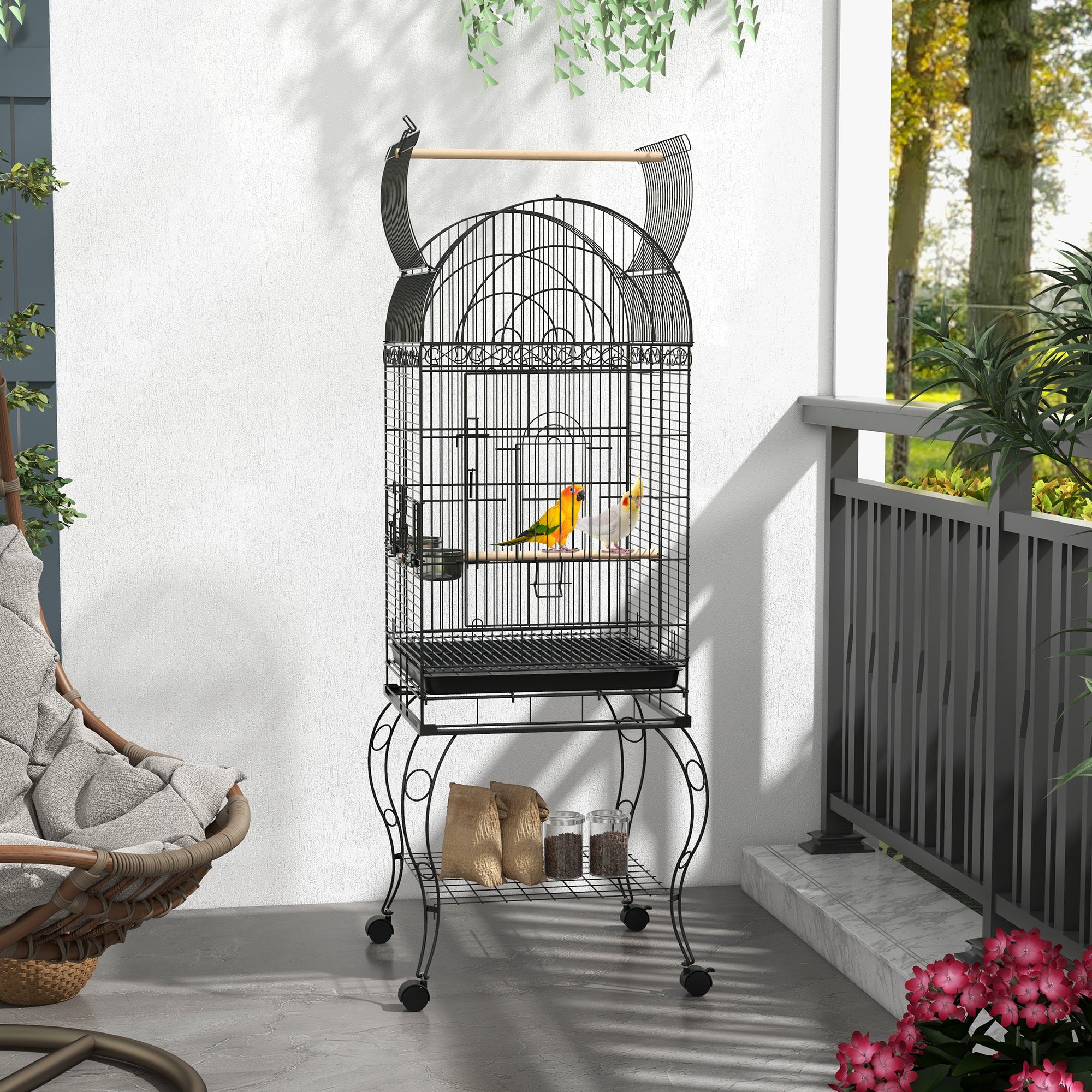 Gaiola para Pássaros 51x51x153 cm Preto