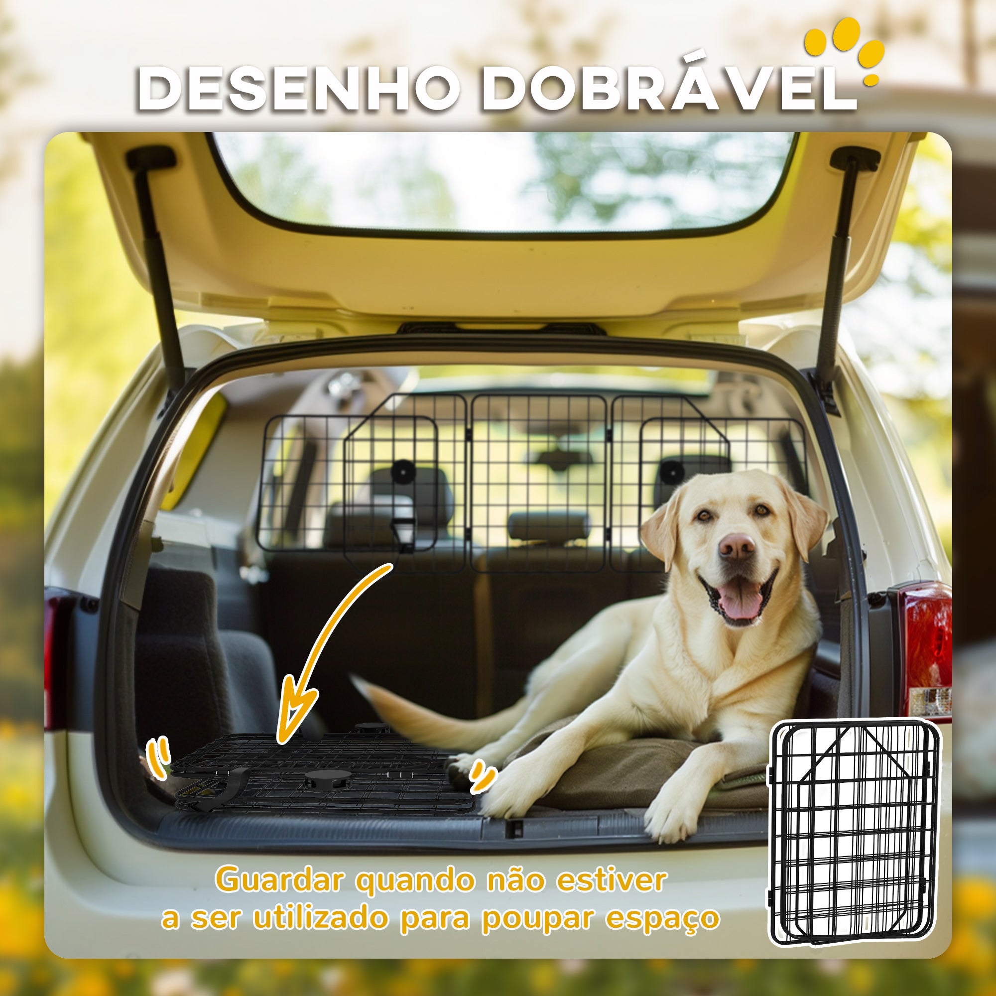 Barreira Protetora de Carro para Cães - 150x42cm - Preto