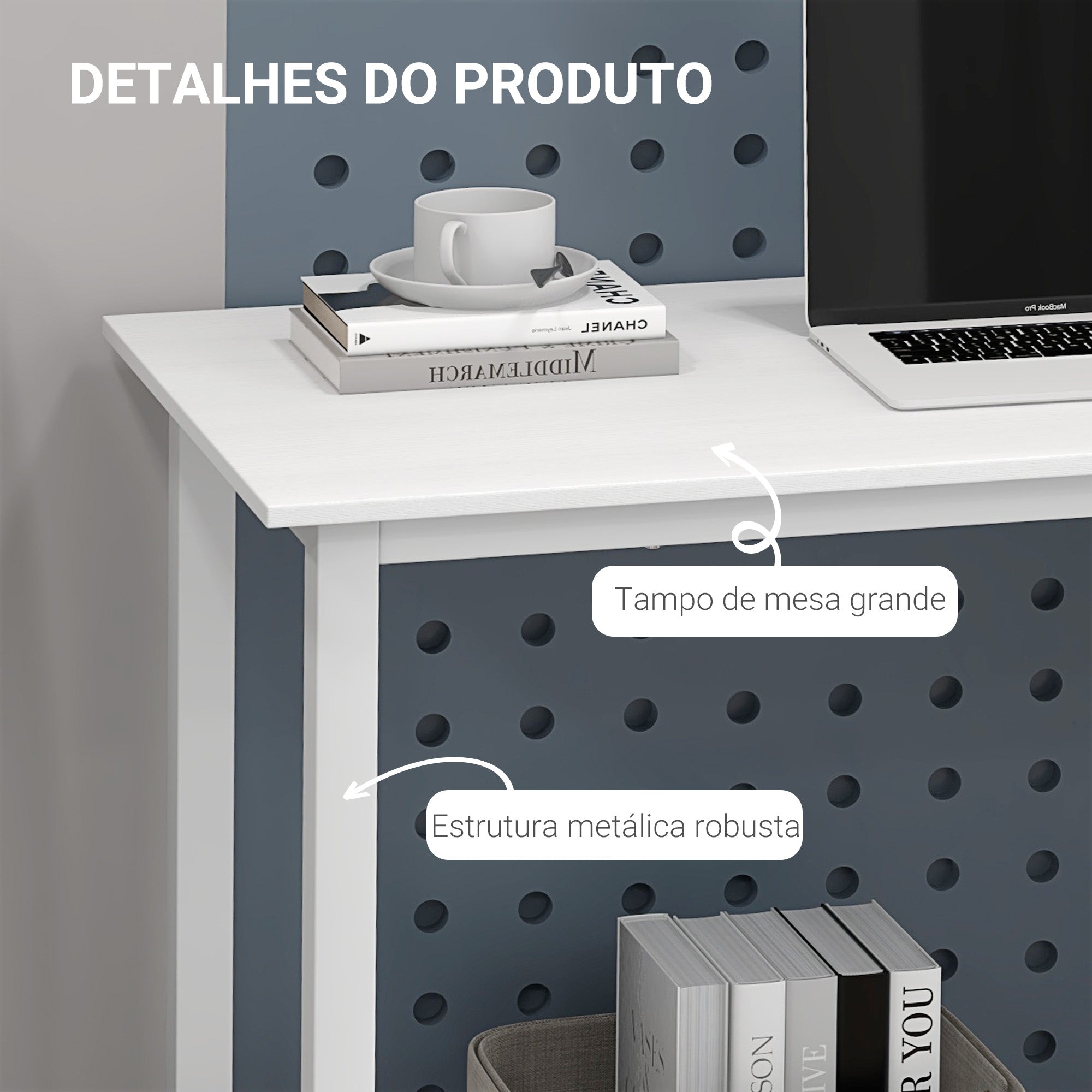 Secretária Moderna 120x60x76 cm Branco