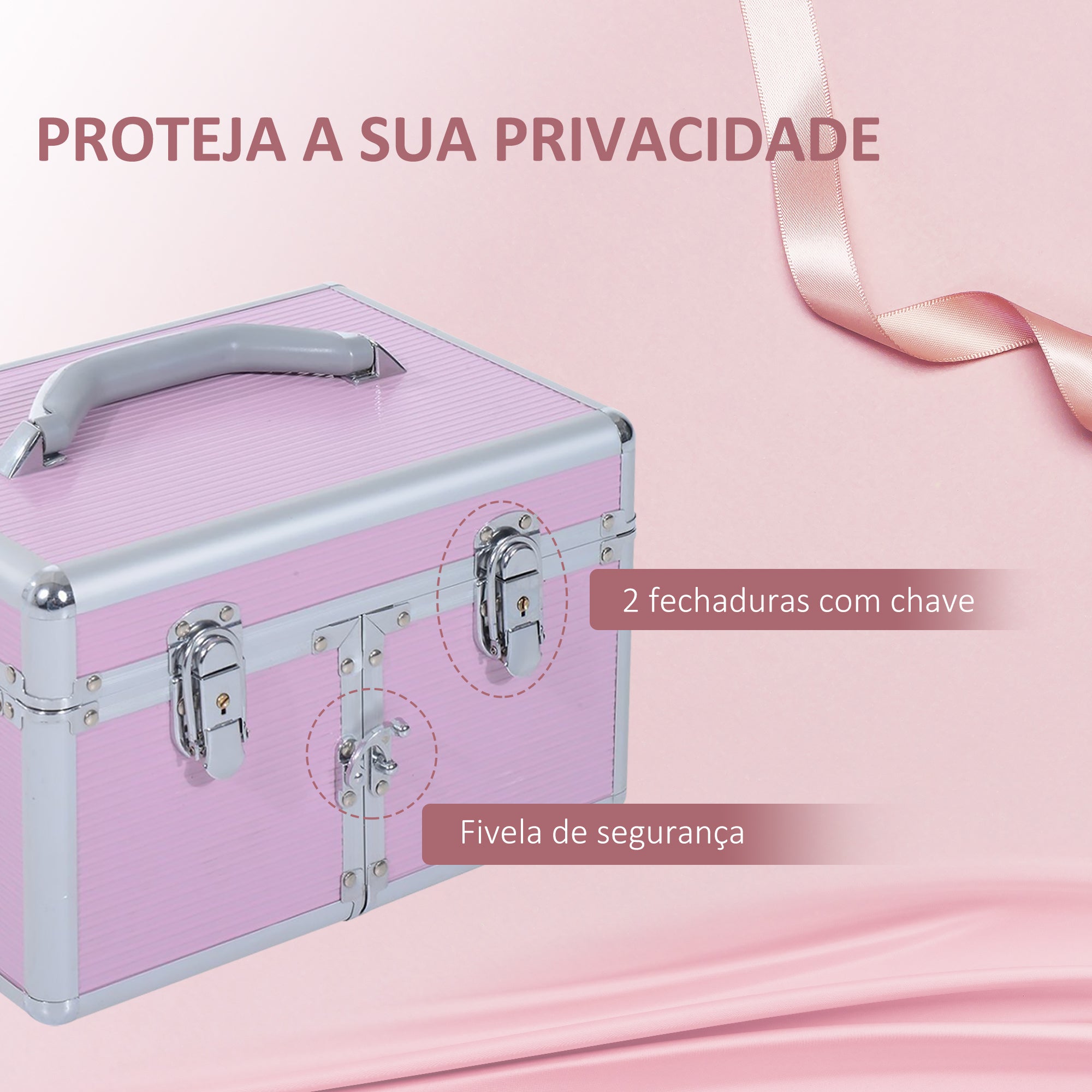 Estojo de Maquilhagem Organizador Profissional - Rosa 29x21x20 cm