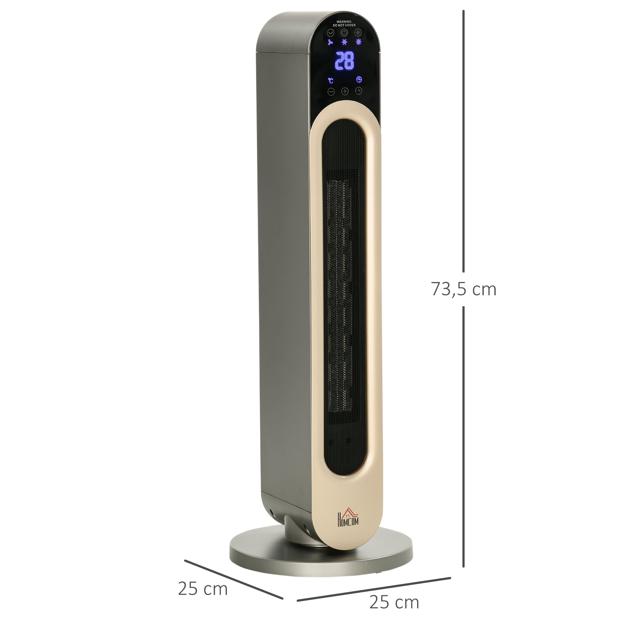 Aquecedor Cerâmico de Torre 1100/2200W Prata 25x25x73.5 cm