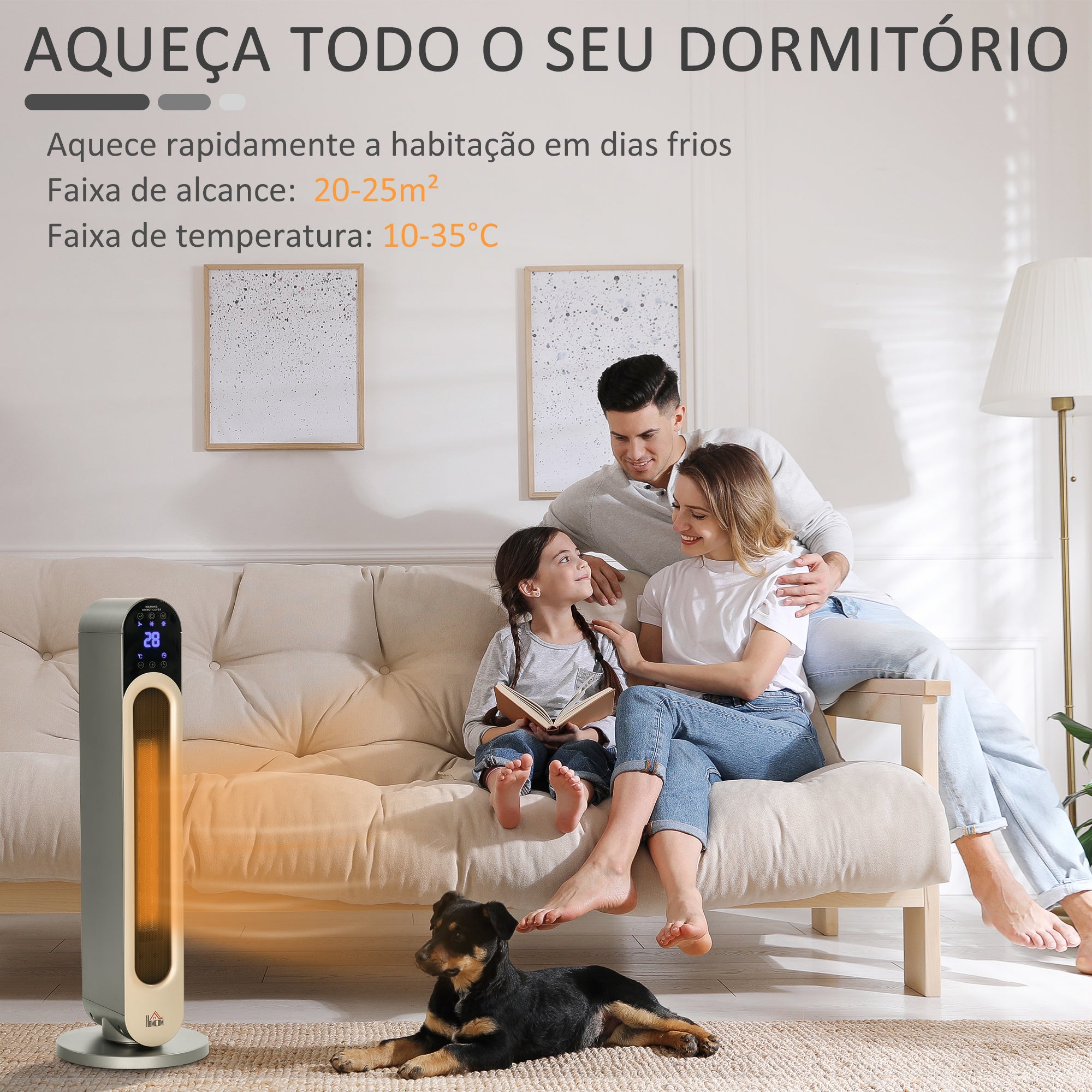 Aquecedor Cerâmico de Torre 1100/2200W Prata 25x25x73.5 cm