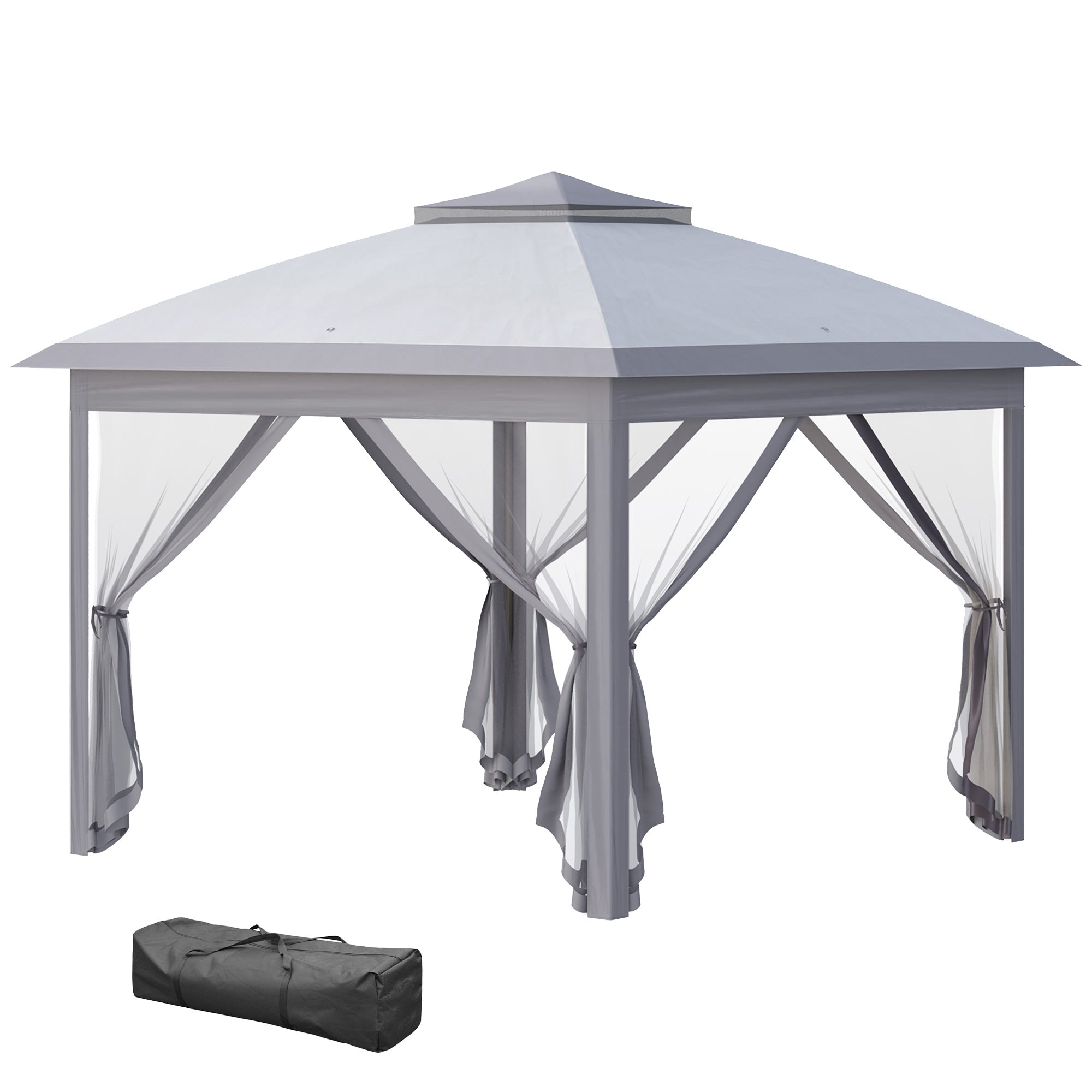 Tenda Exterior Dobrável 3,3x3,3m Cinzento
