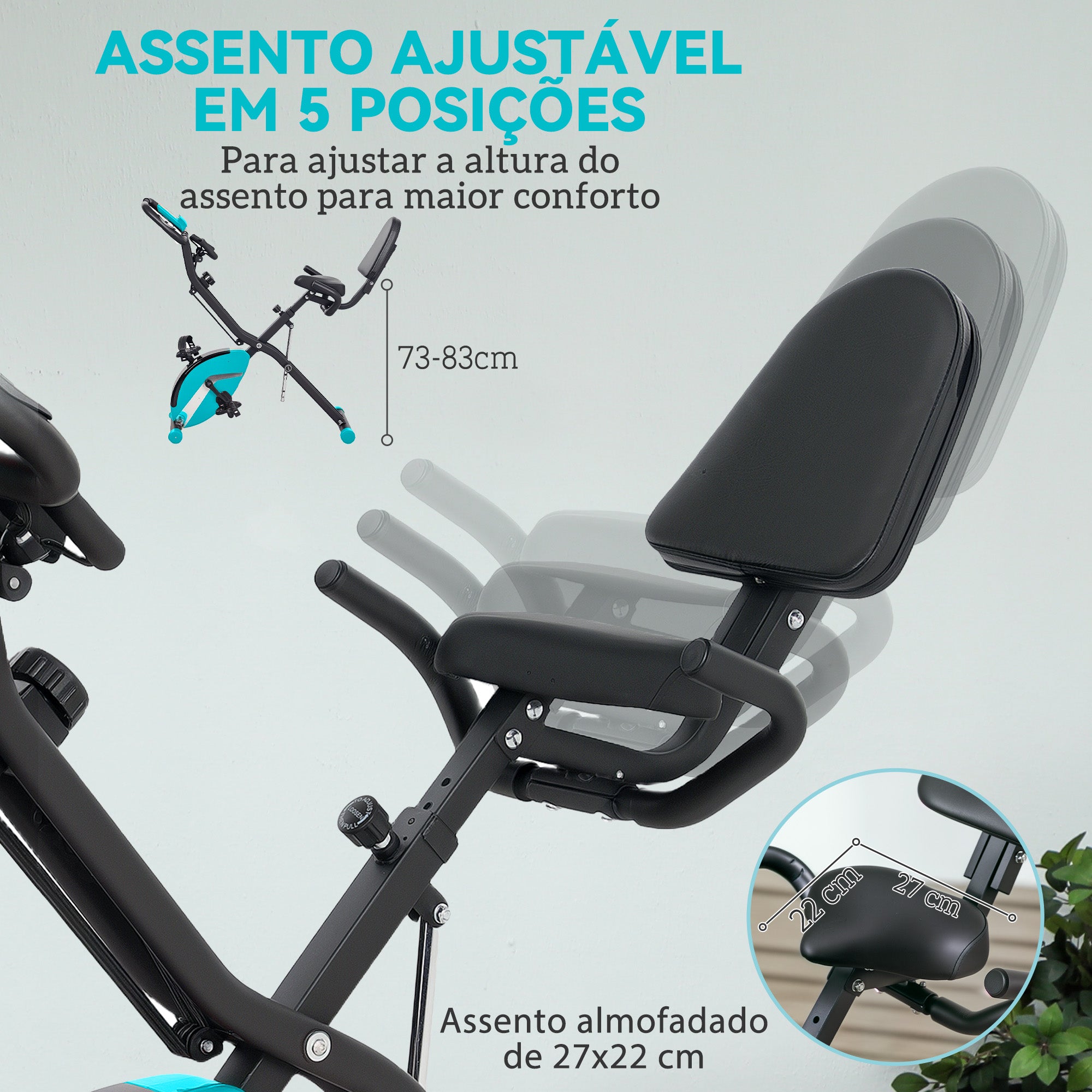 Bicicleta Estática Dobrável Verde 43x97x109 cm