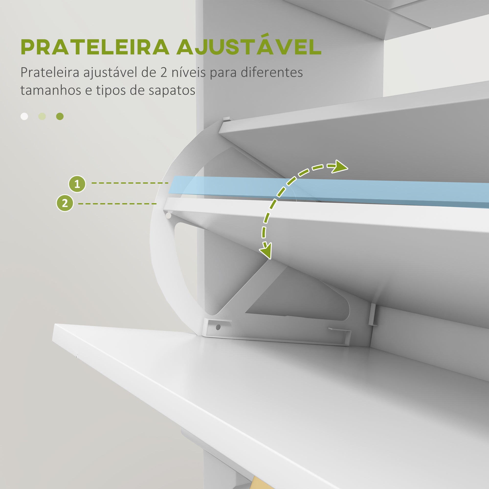 Sapateira Estreita Branca com 2 Portas e 1 Gaveta - 60x23,5x98,5 cm