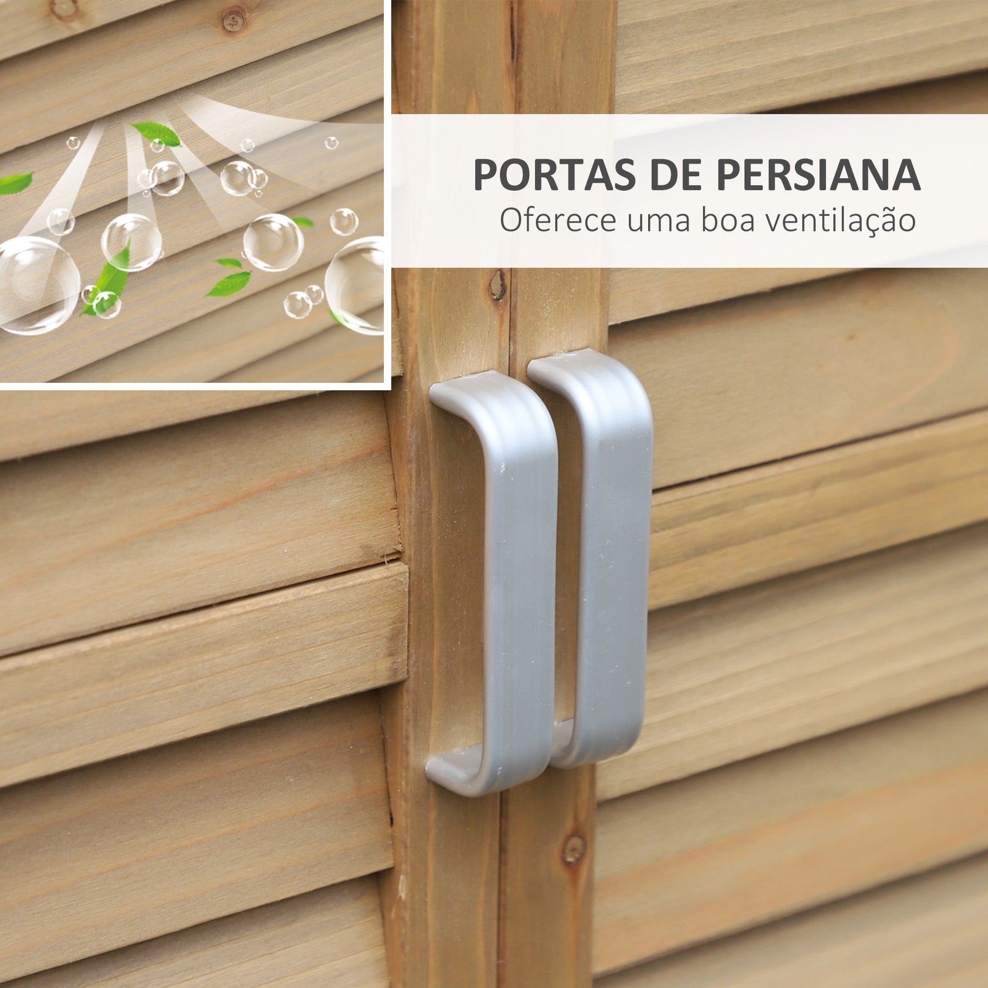Armário de Jardim de Madeira com 2 Prateleiras Interiores e Teto Inclinado 87x46.5x96.5cm Cor de Madeira Natural
