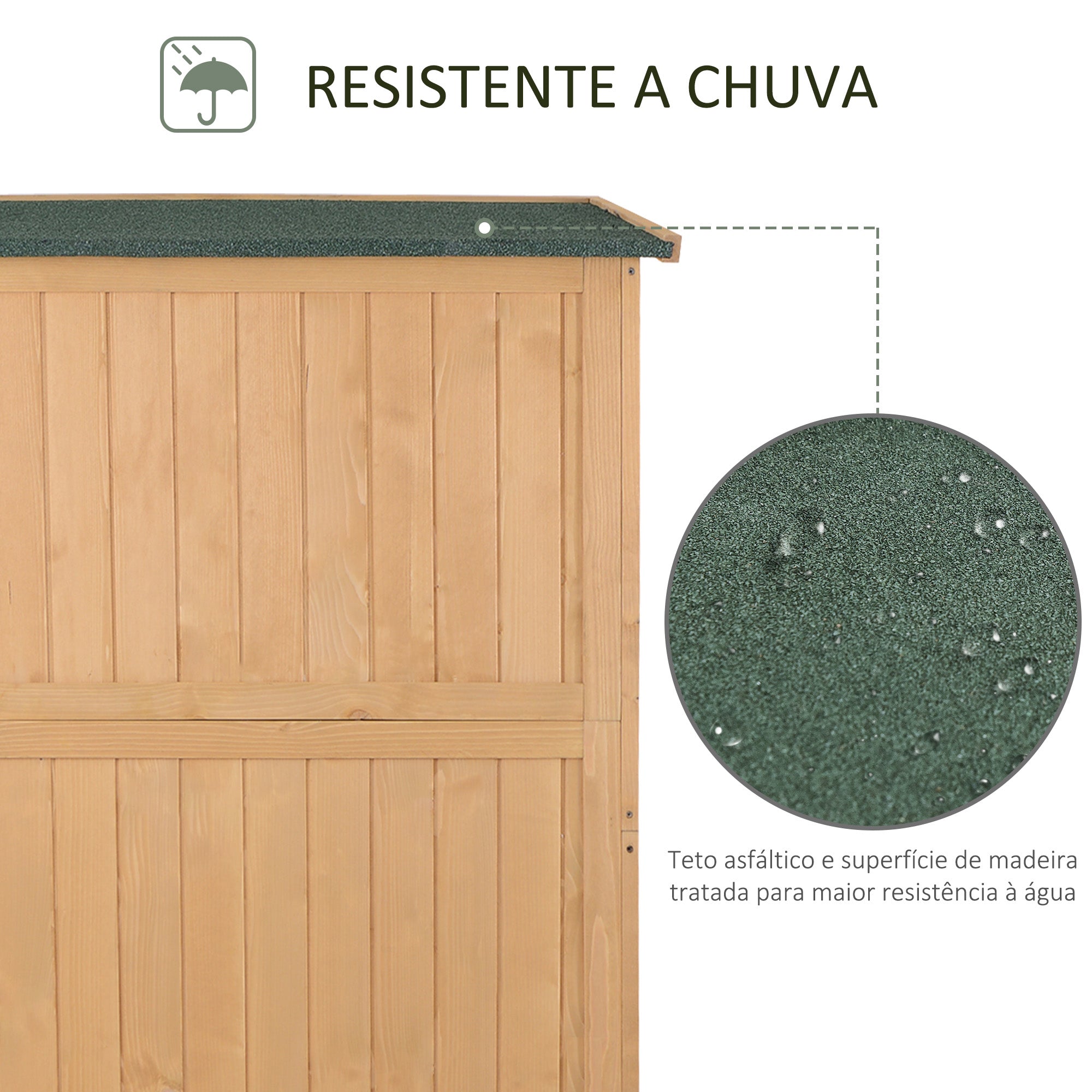 Abrigo de Jardim de Madeira Natural 127,5x50x164 cm - Cor Madeira Natural