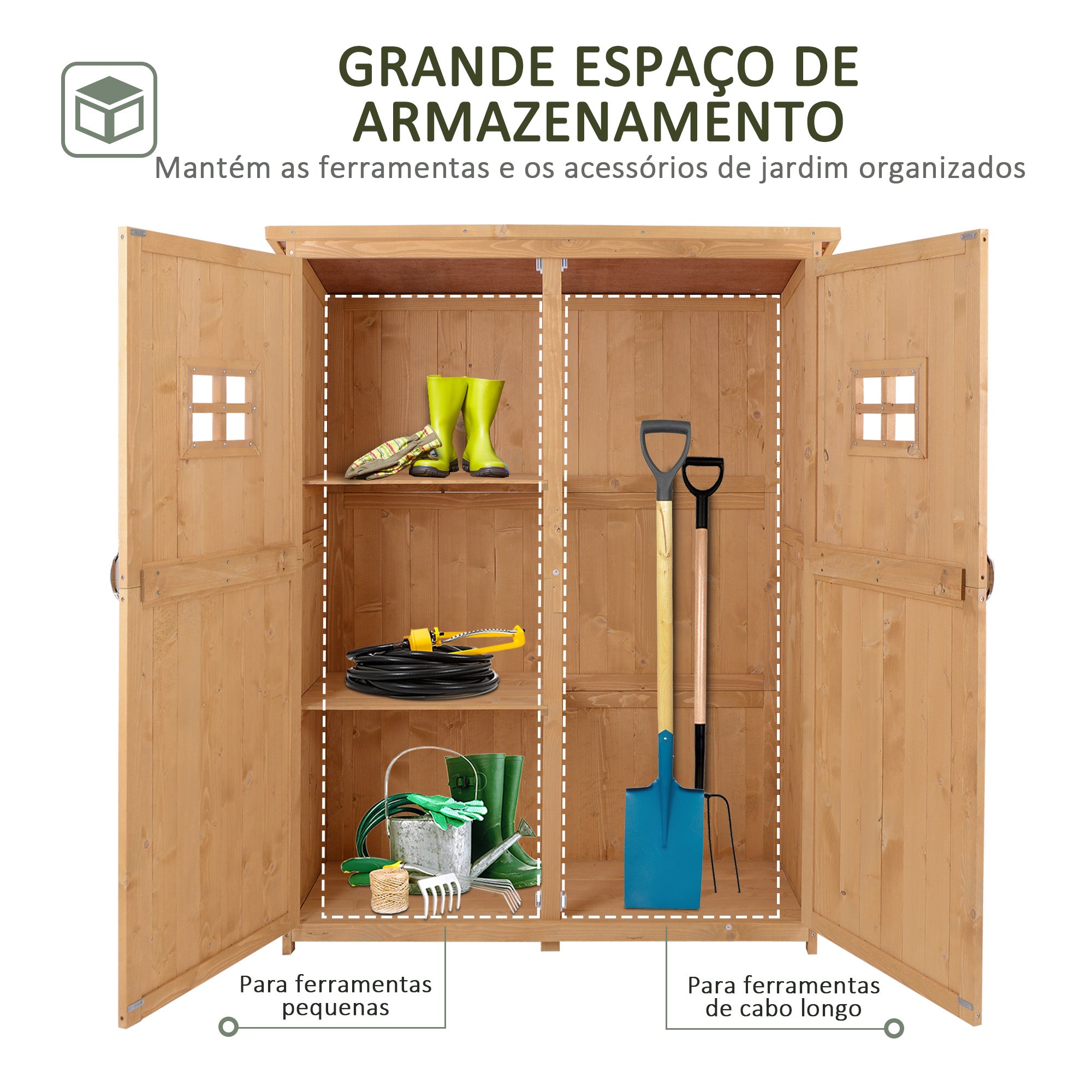 Abrigo de Jardim de Madeira Natural 127,5x50x164 cm - Cor Madeira Natural