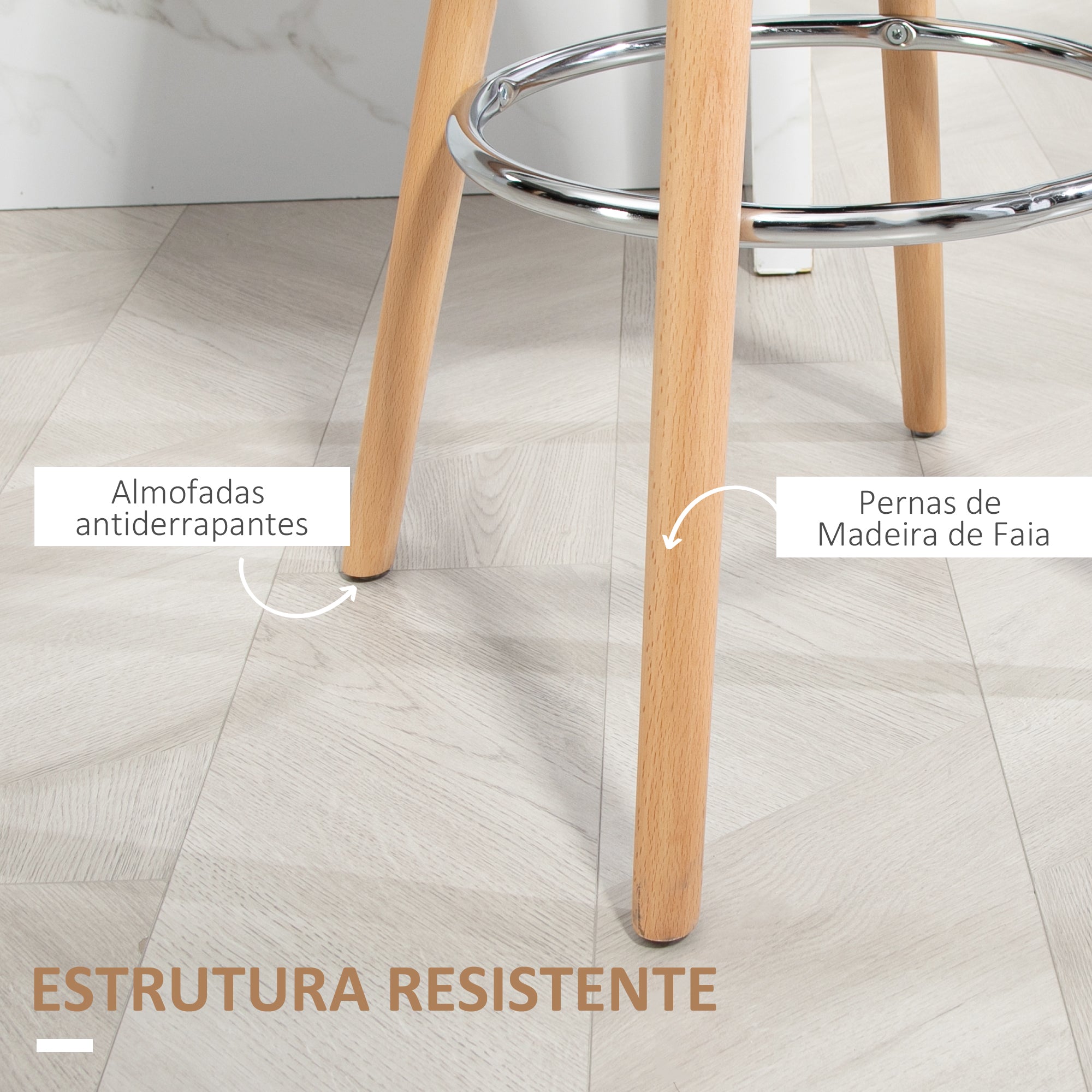 Conjunto de 2 Bancos Altos Estofados – 38,5x42,5x91 cm – Preto – PU