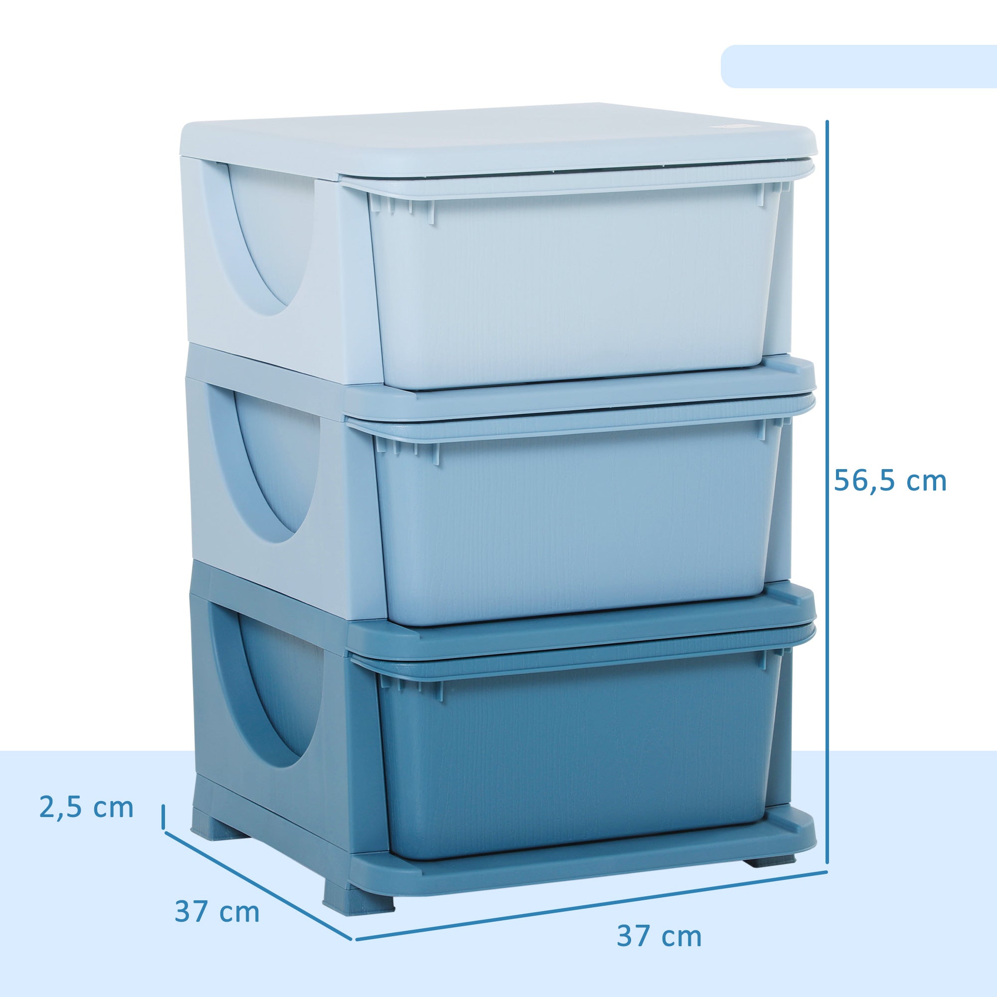Organizador de Brinquedos para Crianças - 37x37x56,5cm - Azul