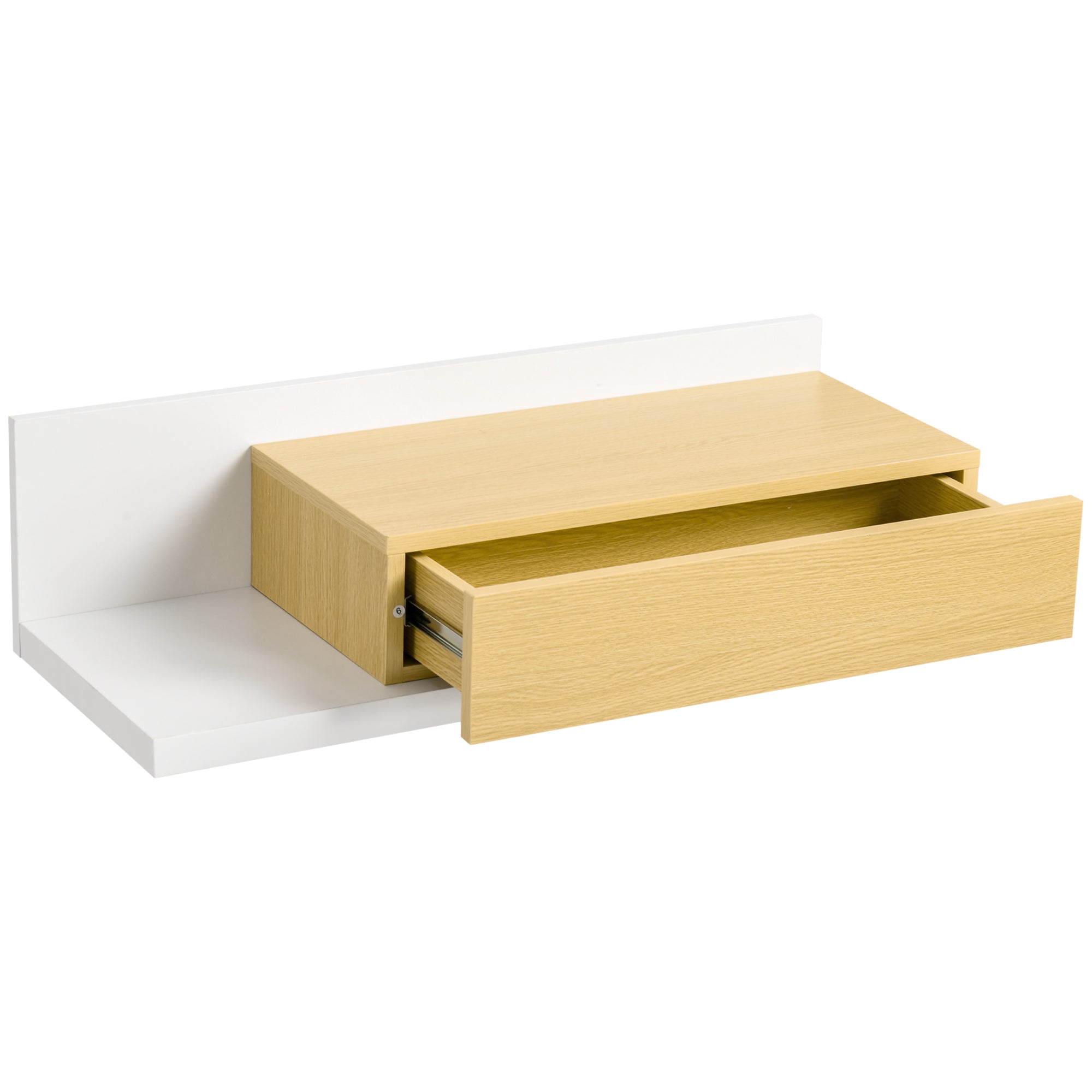 Conjunto de Móveis de Entrada com Espelho e Gaveta 75x4x70cm Branco e Madeira