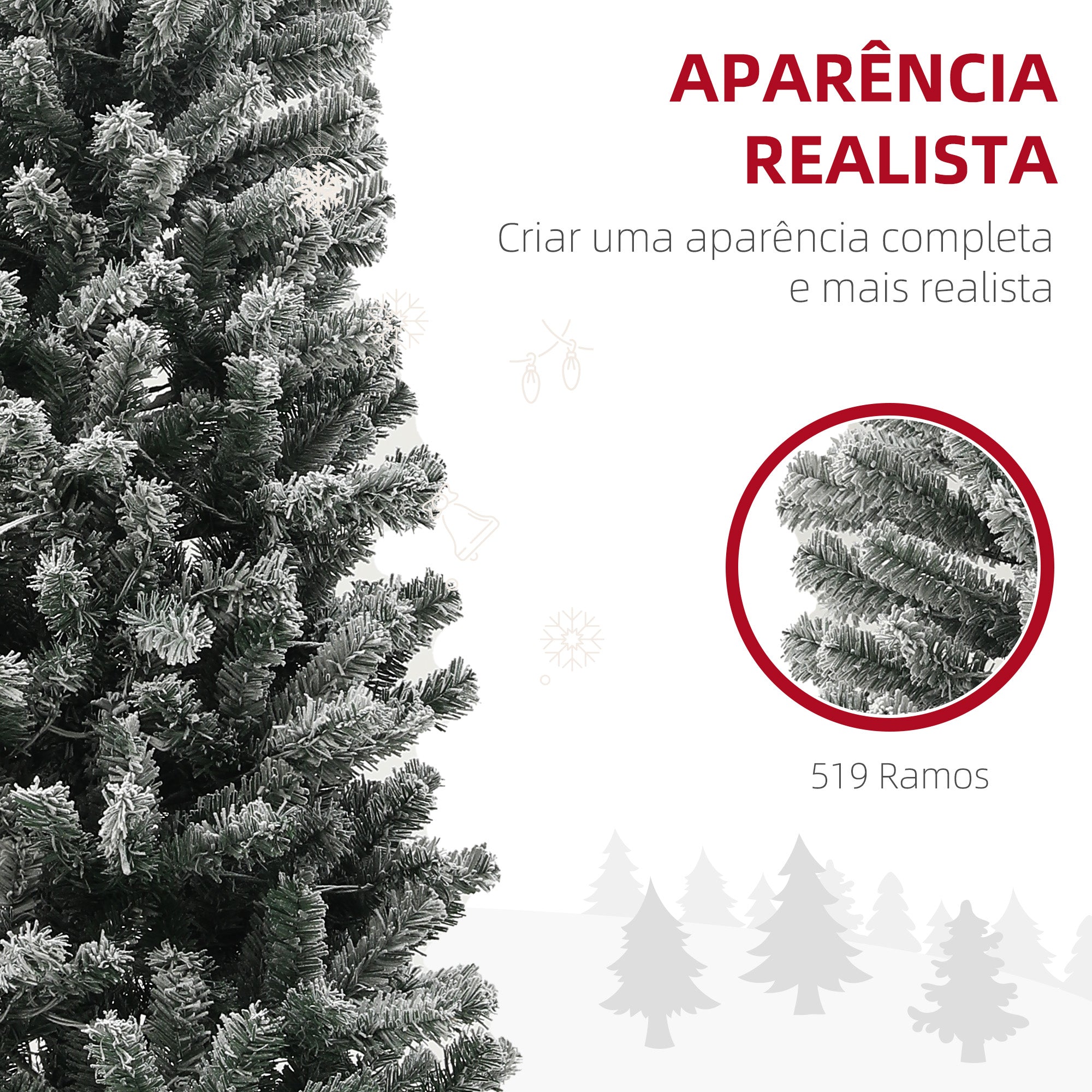 Árvore de Natal Artificial 225 cm Verde com 220 Luzes LED Duas Cores