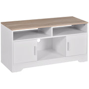 Móvel de TV com Amplo Espaço de Arrumação 105x40x52 cm - Branco e Madeira