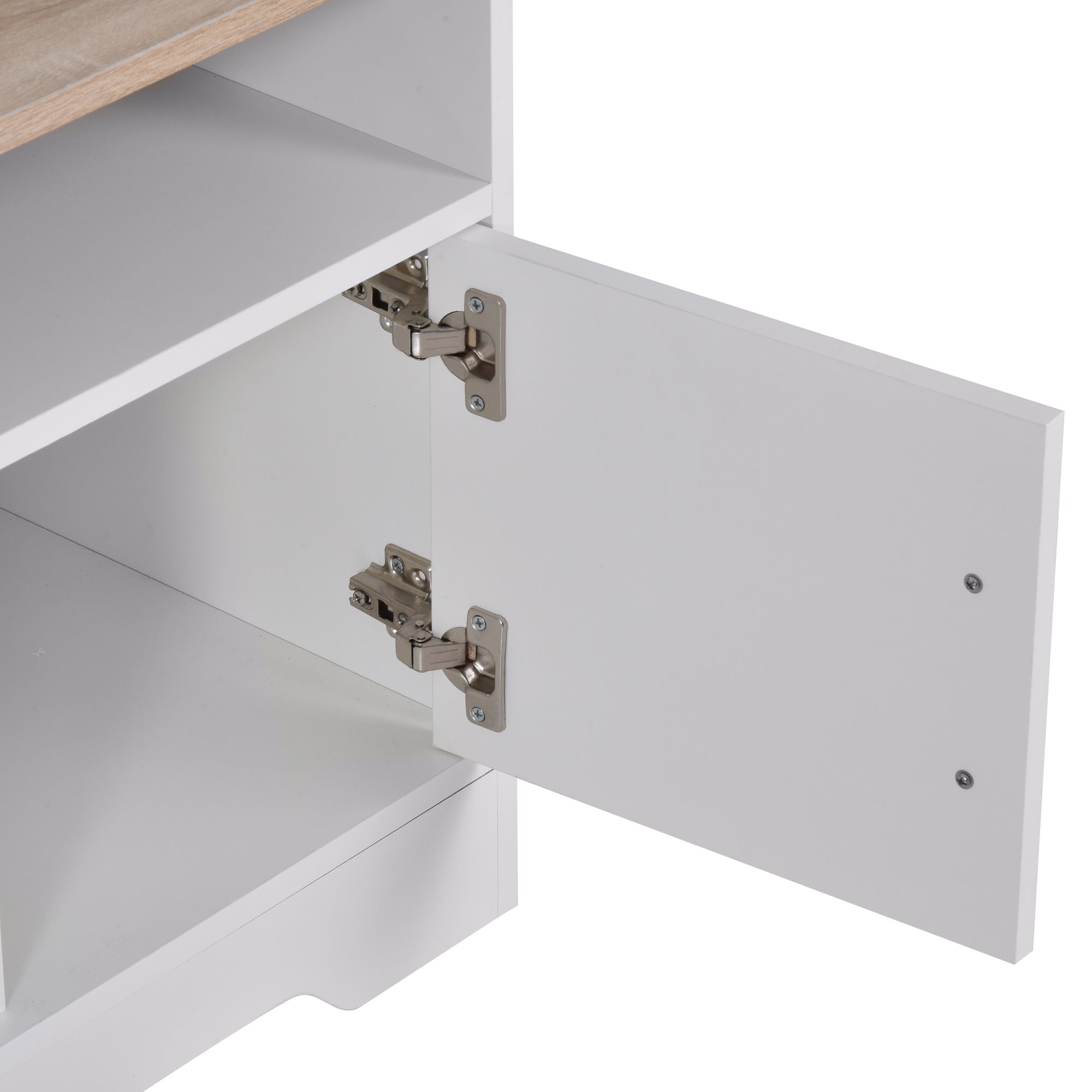 Móvel de TV com Amplo Espaço de Arrumação 105x40x52 cm - Branco e Madeira