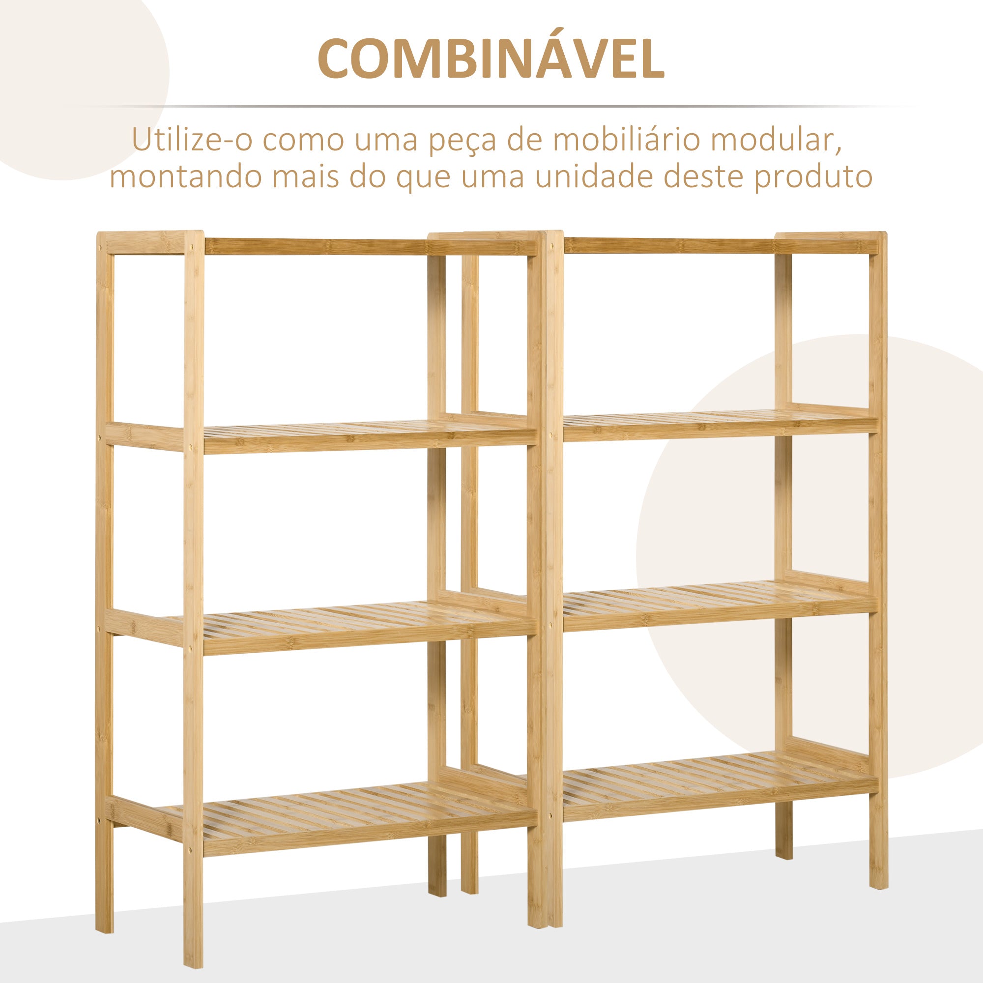 Estante de bambu – 62x33x112 cm – Cor natural