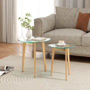 Conjunto de 2 Mesas de Apoio – Ø50x45 cm e Ø40x40 cm – Transparente – Vidro Temperado e Aço