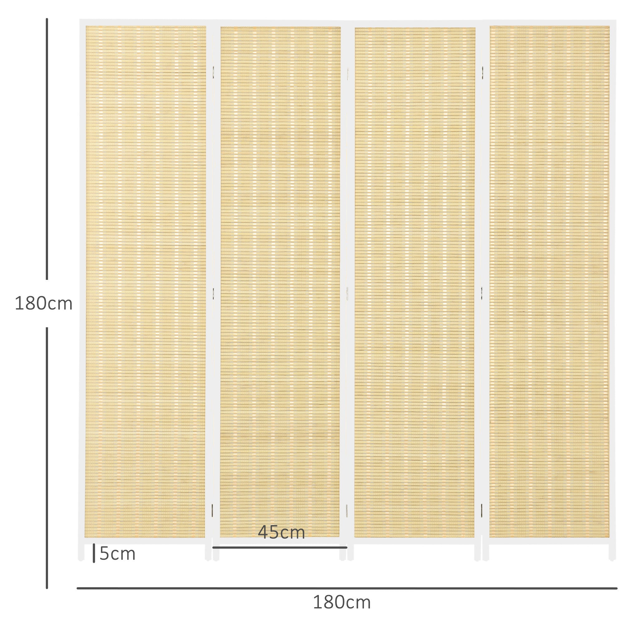Biombo de 4 Painéis 180x180 cm Branco - Separador de Ambientes Elegante