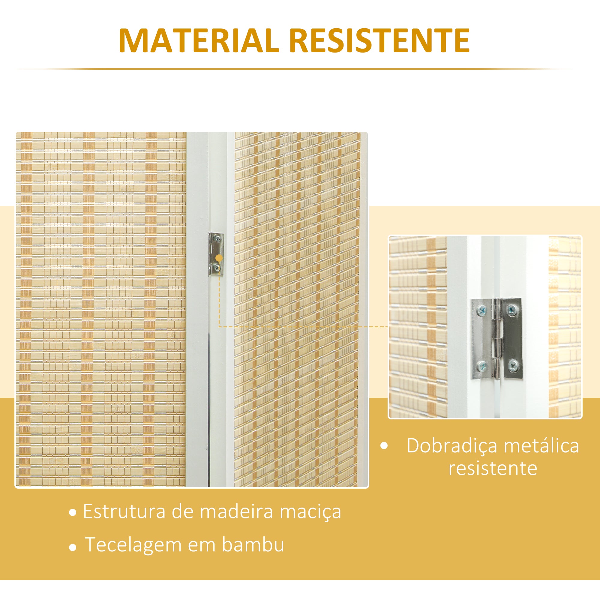 Biombo de 4 Painéis 180x180 cm Branco - Separador de Ambientes Elegante