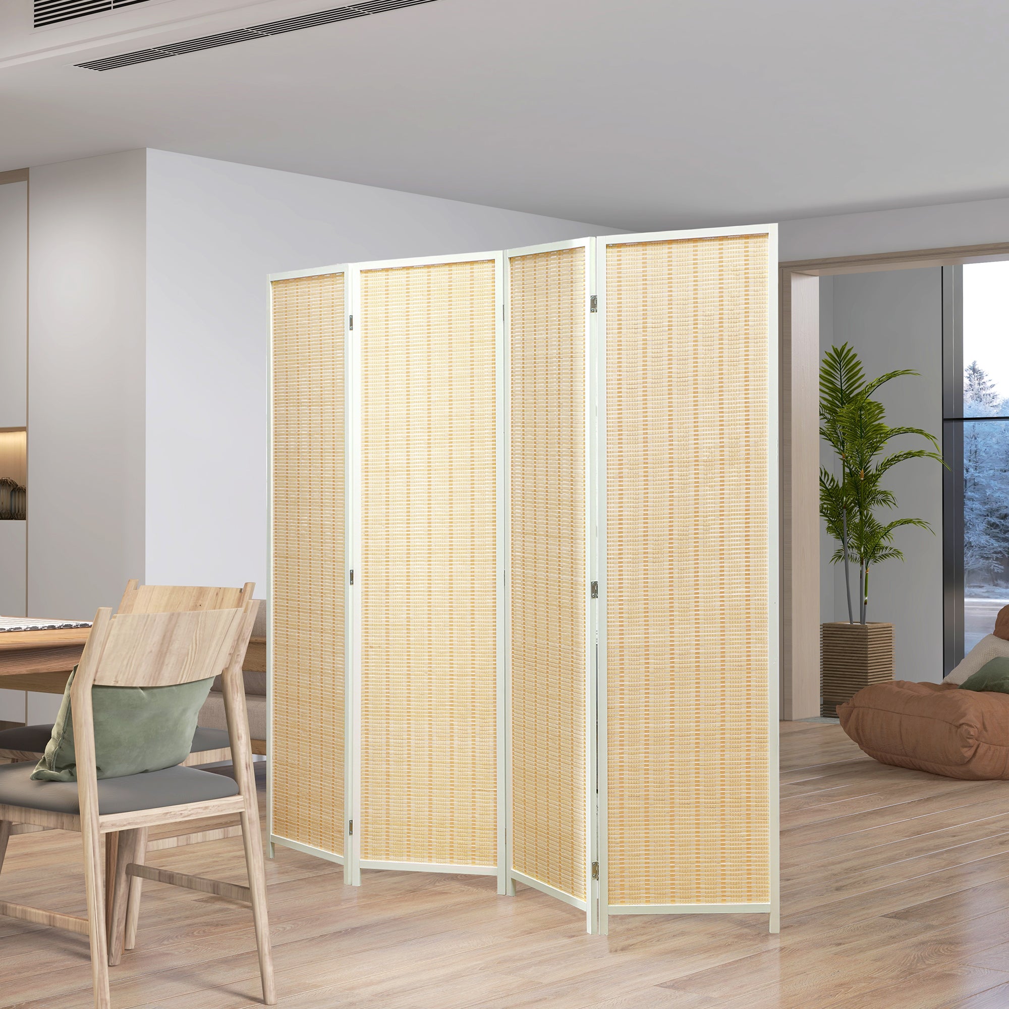 Biombo de 4 Painéis 180x180 cm Branco - Separador de Ambientes Elegante