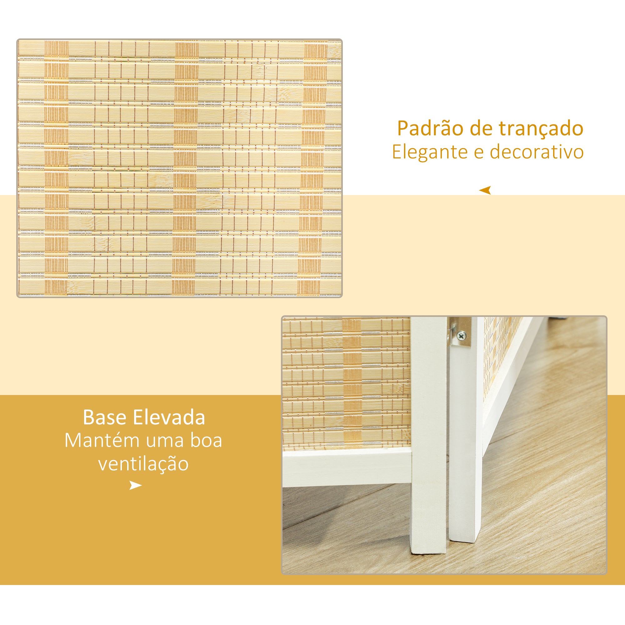 Biombo de 4 Painéis 180x180 cm Branco - Separador de Ambientes Elegante