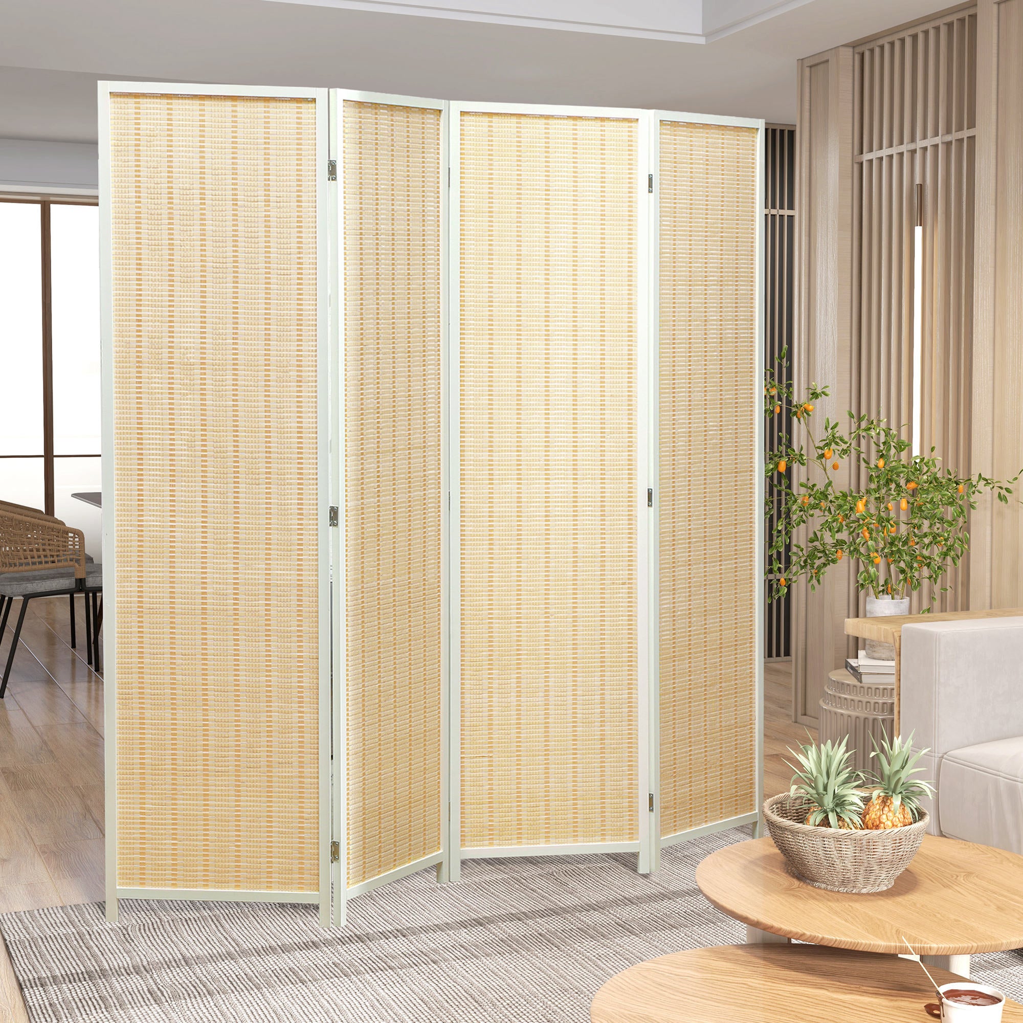 Biombo de 4 Painéis 180x180 cm Branco - Separador de Ambientes Elegante