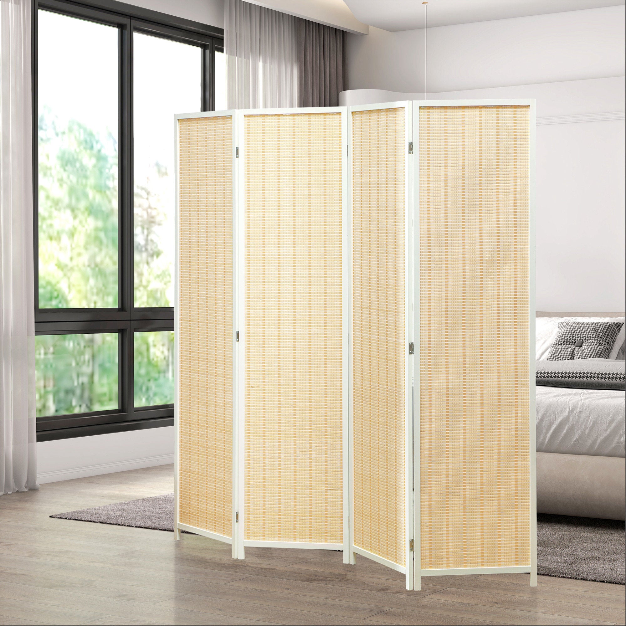 Biombo de 4 Painéis 180x180 cm Branco - Separador de Ambientes Elegante