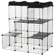 Recinto Metálico para Pequenos Animais 105x70x116 cm - Cor Preto