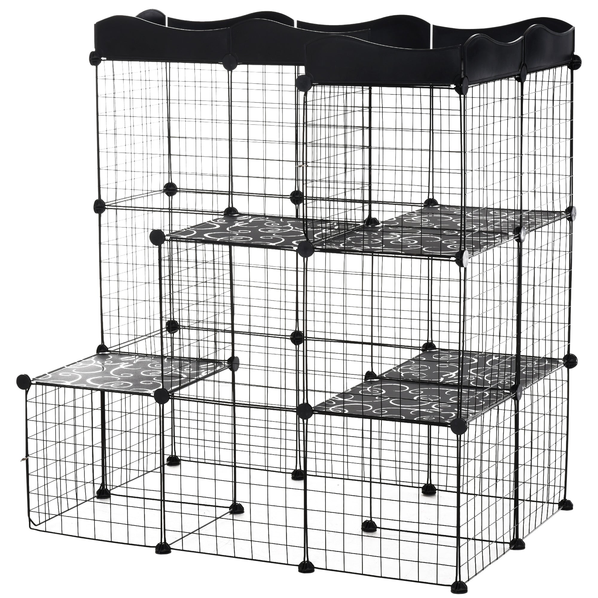 Recinto Metálico para Pequenos Animais 105x70x116 cm - Cor Preto