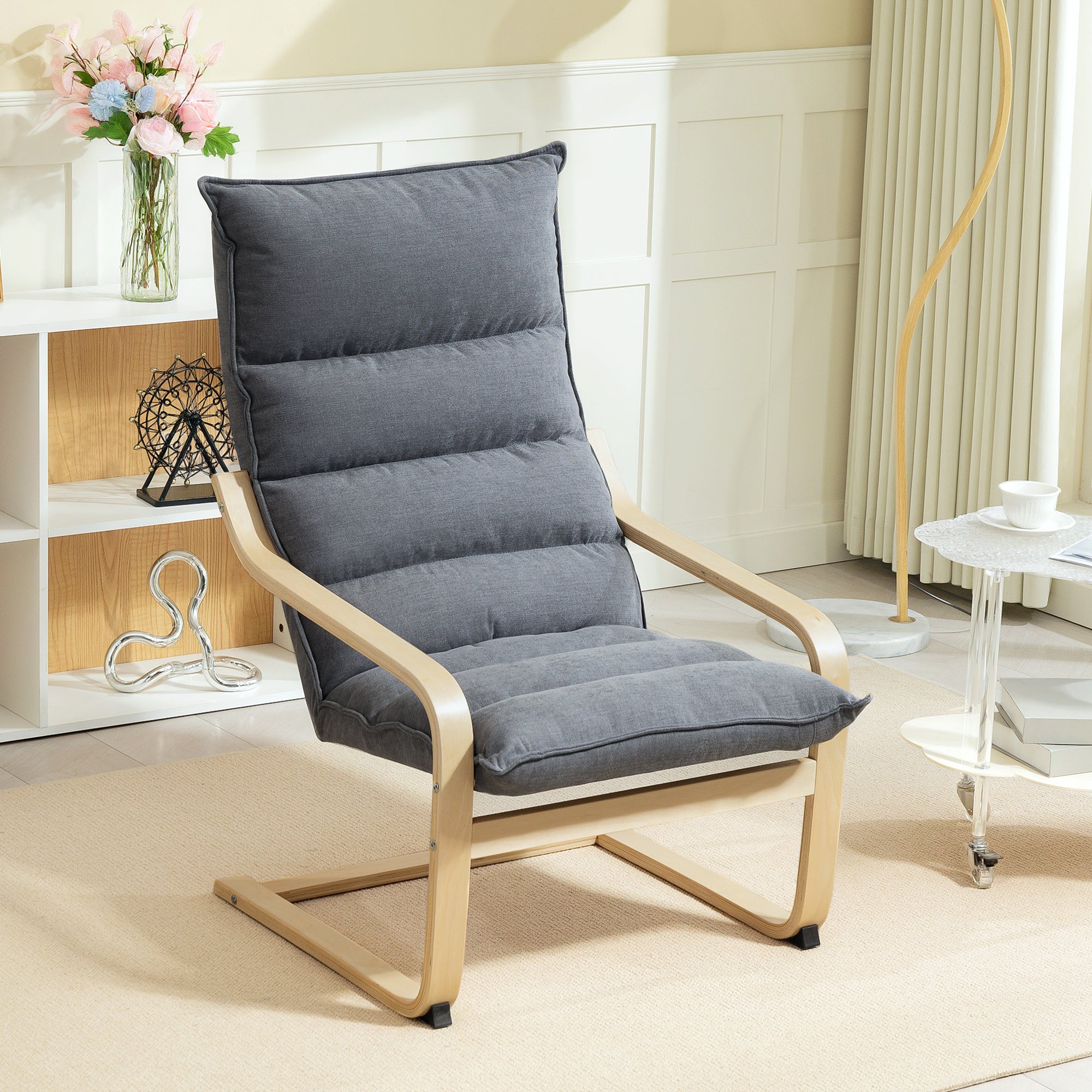 Poltrona de Sala de Estar Moderna 67x83x105 cm - Cinzento