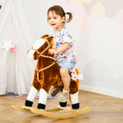 Cavalo Baloiço de Pelúcia Marrom 74x28x65 cm para Crianças entre 3-6 Anos