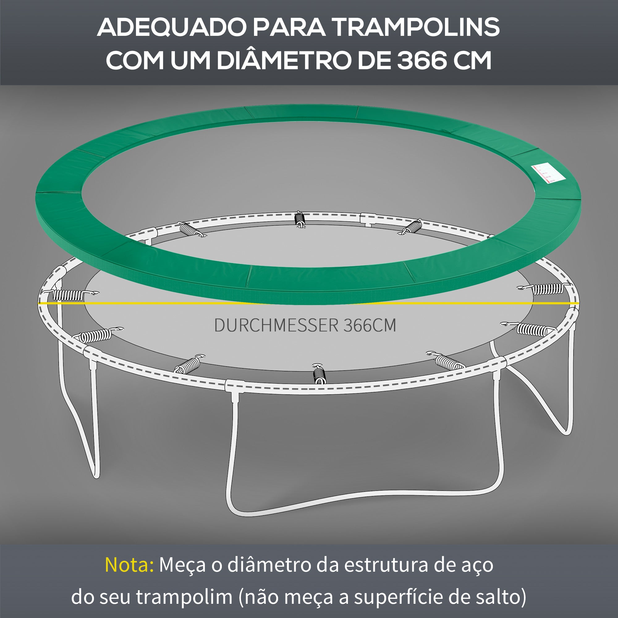 Cobertura de Proteção Ø366 cm Verde para Trampolim - Segurança e Conforto