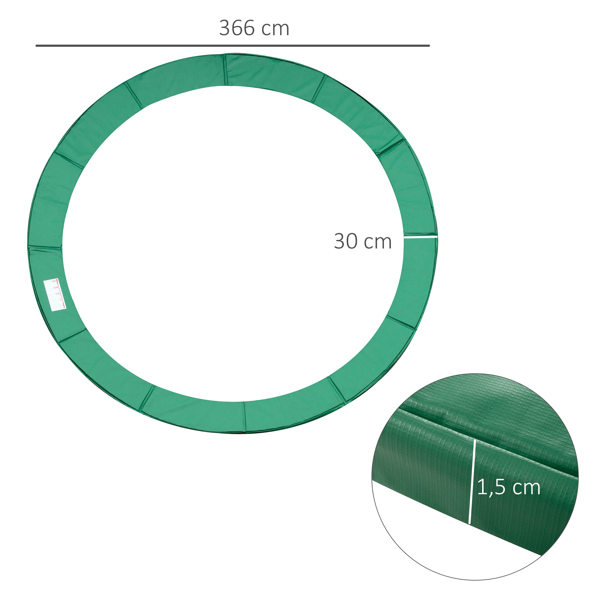 Cobertura de Proteção Ø366 cm Verde para Trampolim - Segurança e Conforto