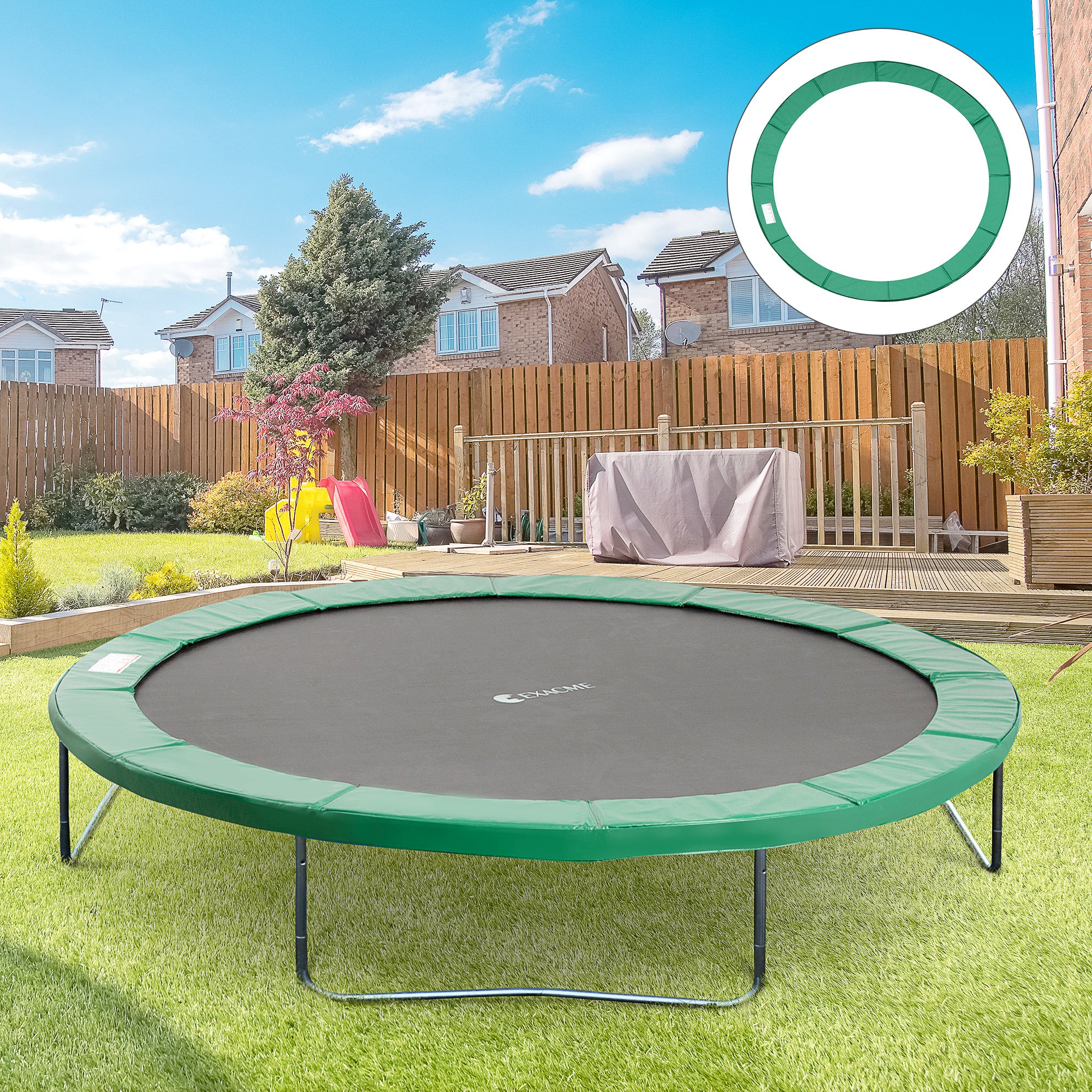 Cobertura de Proteção Ø366 cm Verde para Trampolim - Segurança e Conforto
