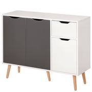 Aparador Móvel Auxiliar de Armazenamento 90x30x72 cm Cinza e Branco