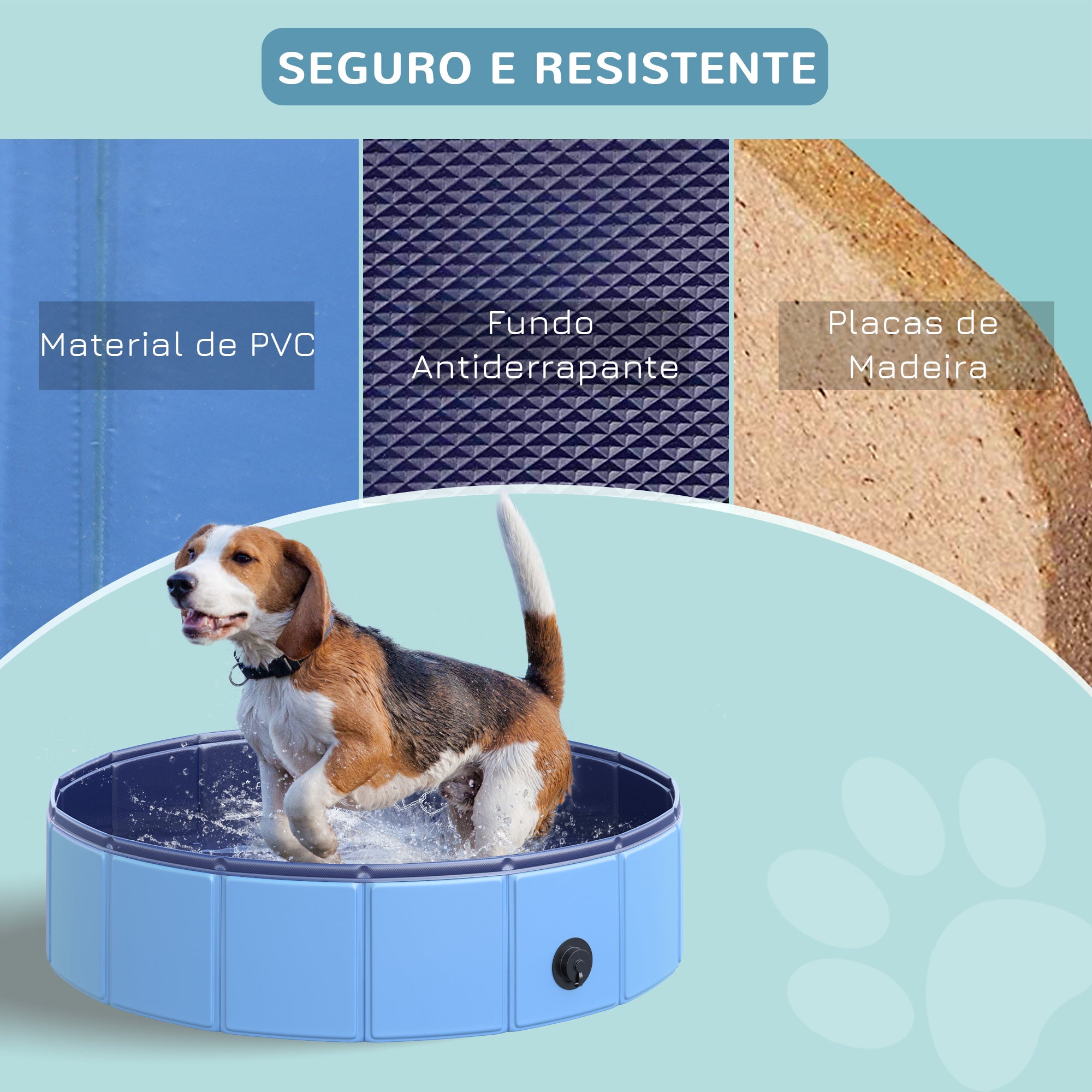 Piscina Dobrável para Animais de Estimação Ø80x20 cm Azul