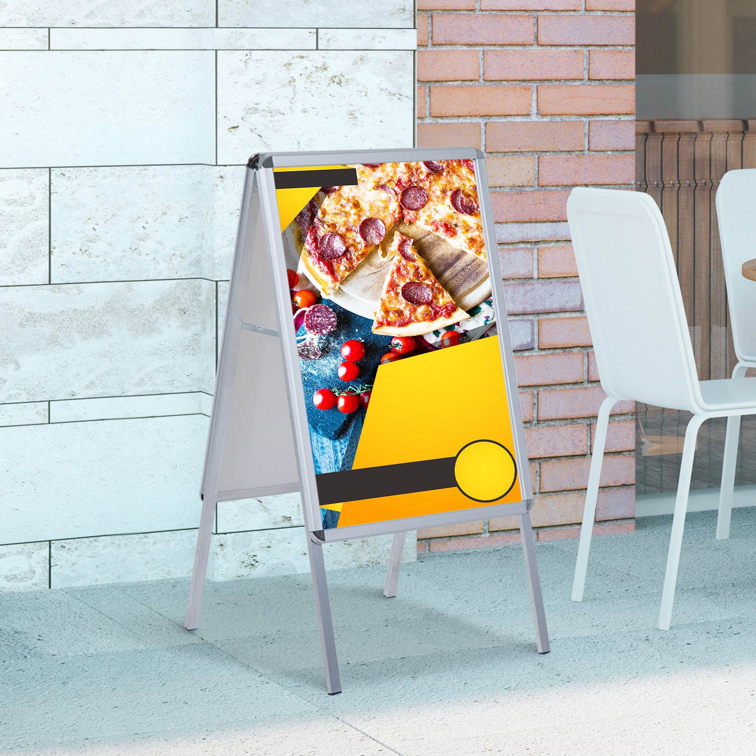 Painel Publicitário de Dupla Face - Cor: Branco - 64 x 8 x 121 cm