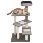 Arranhador para Gatos Centro de Atividades 3 Plataformas 48x48x101 cm Cor Bege e Cinzento