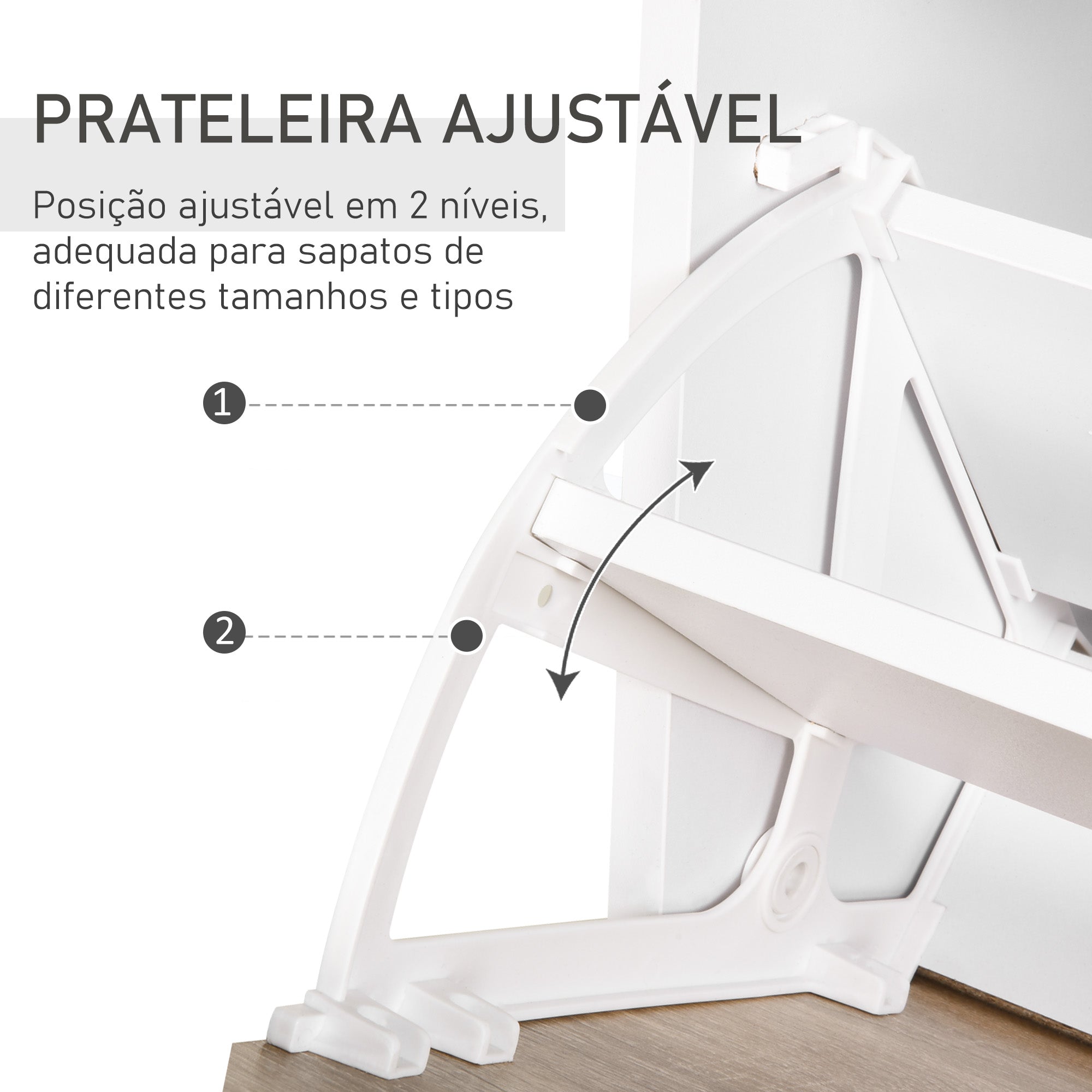 Sapateira Estreita para 12 Pares de Sapatos 60x24x105,5cm - Madeira e Branco