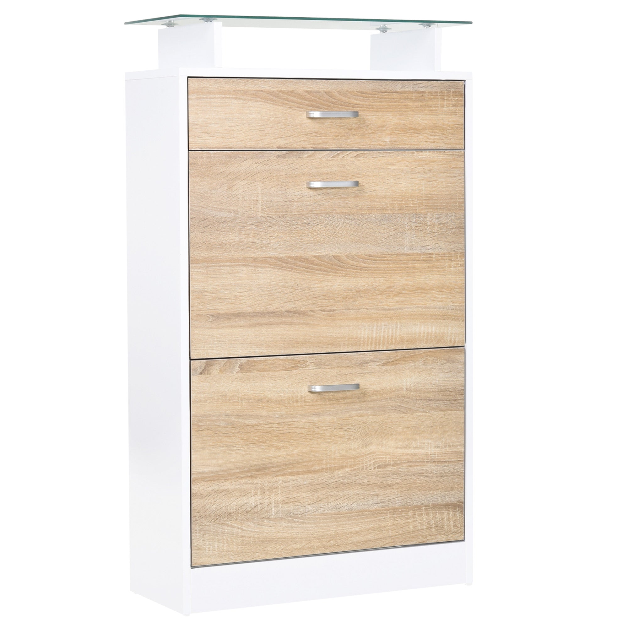 Sapateira Estreita para 12 Pares de Sapatos 60x24x105,5cm - Madeira e Branco