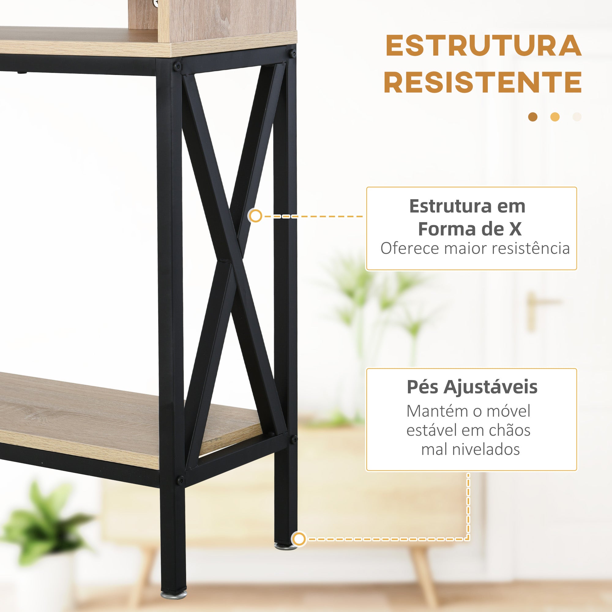 Mesa Consola Estilo Industrial Vintage 120x23,5x75cm Carvalho e Preto