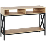 Mesa Consola Estilo Industrial Vintage 120x23,5x75cm Carvalho e Preto