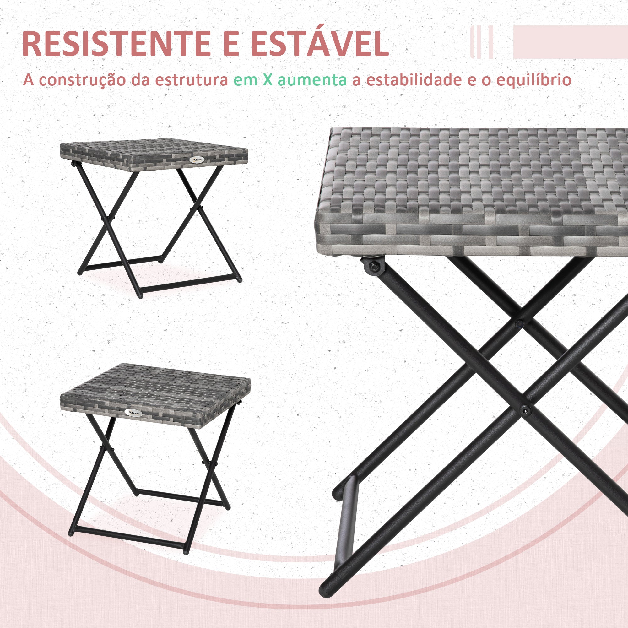 Mesa de Jardim em Vime Sintético Cinzento 40x40x40 cm