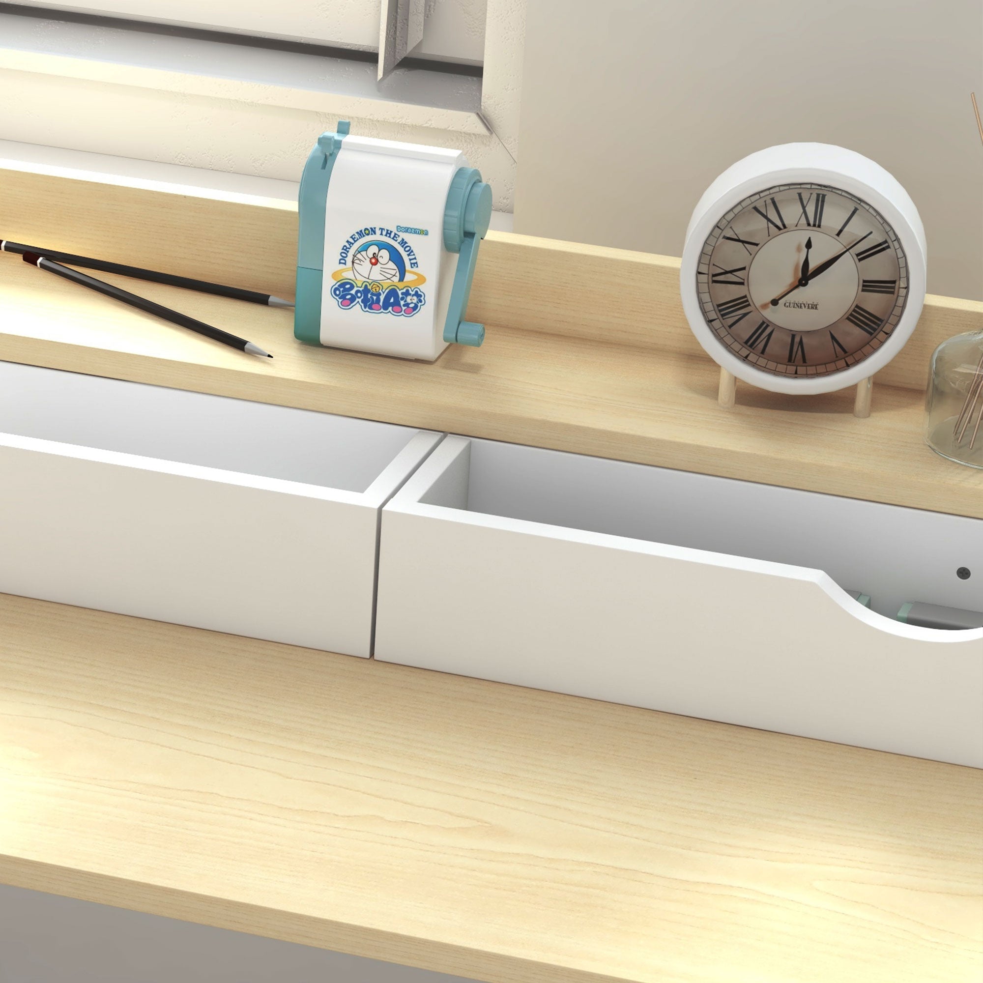 Secretária Moderna com Estante e Gavetas Removíveis 106x50x89 cm - Branco e Carvalho