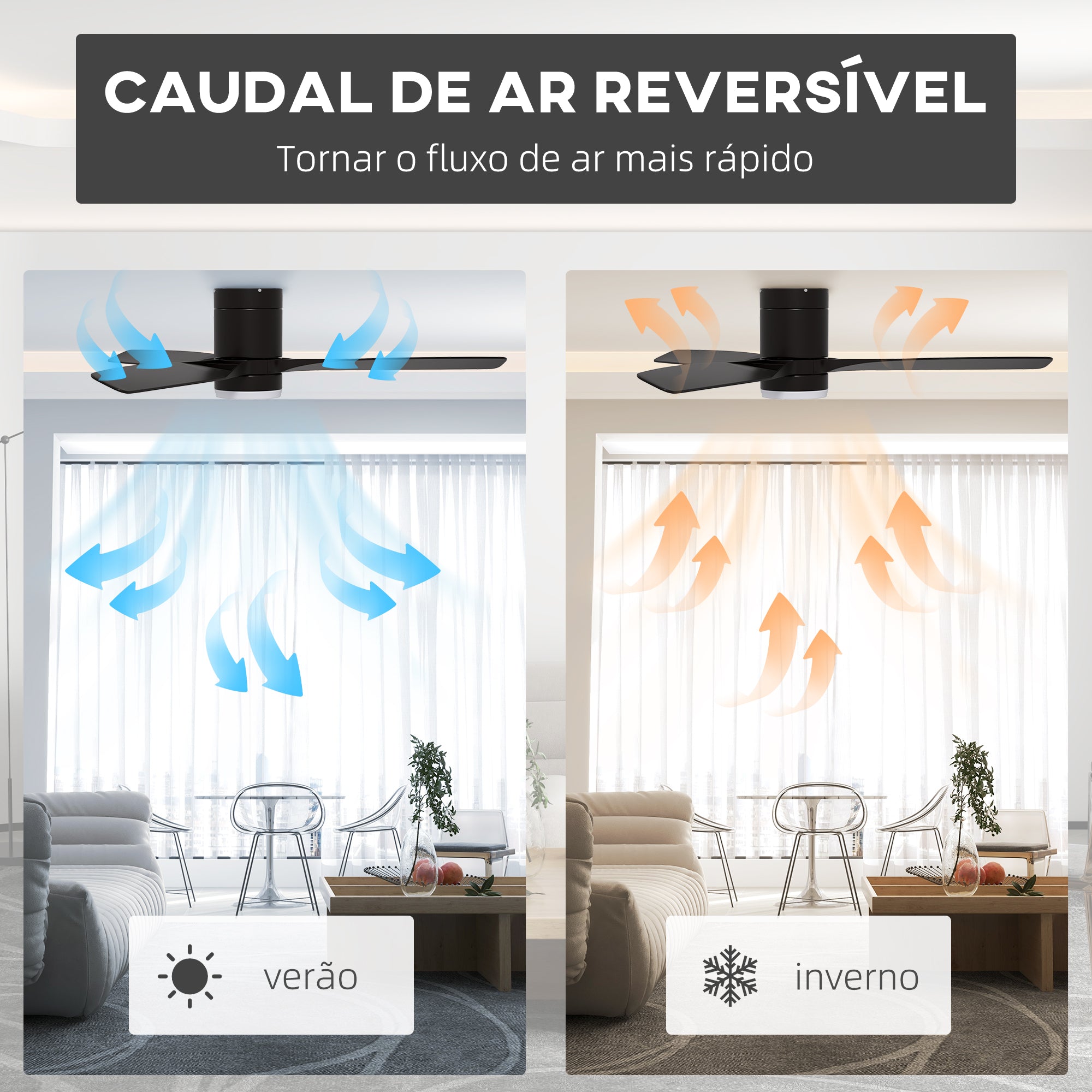 Ventoinha de Teto Silenciosa Ø132 cm Preto
