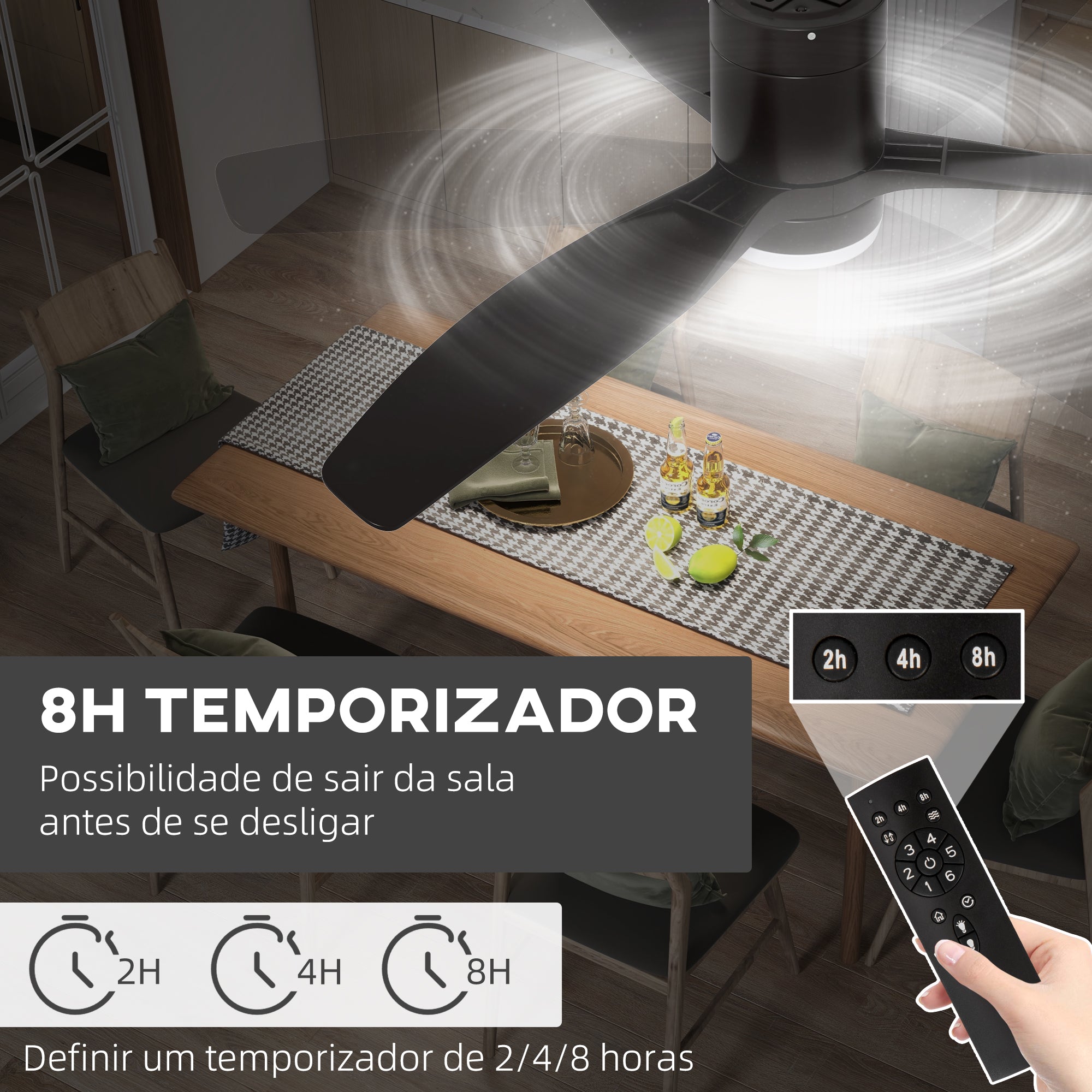 Ventoinha de Teto Silenciosa Ø132 cm Preto