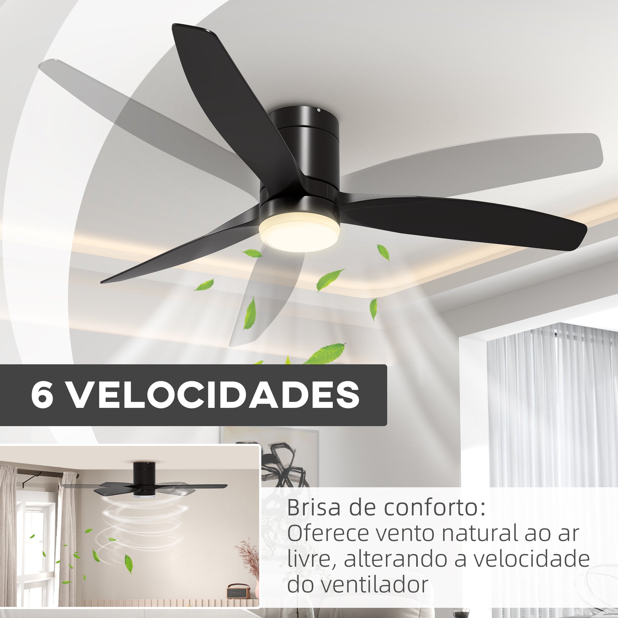 Ventoinha de Teto Silenciosa Ø132 cm Preto