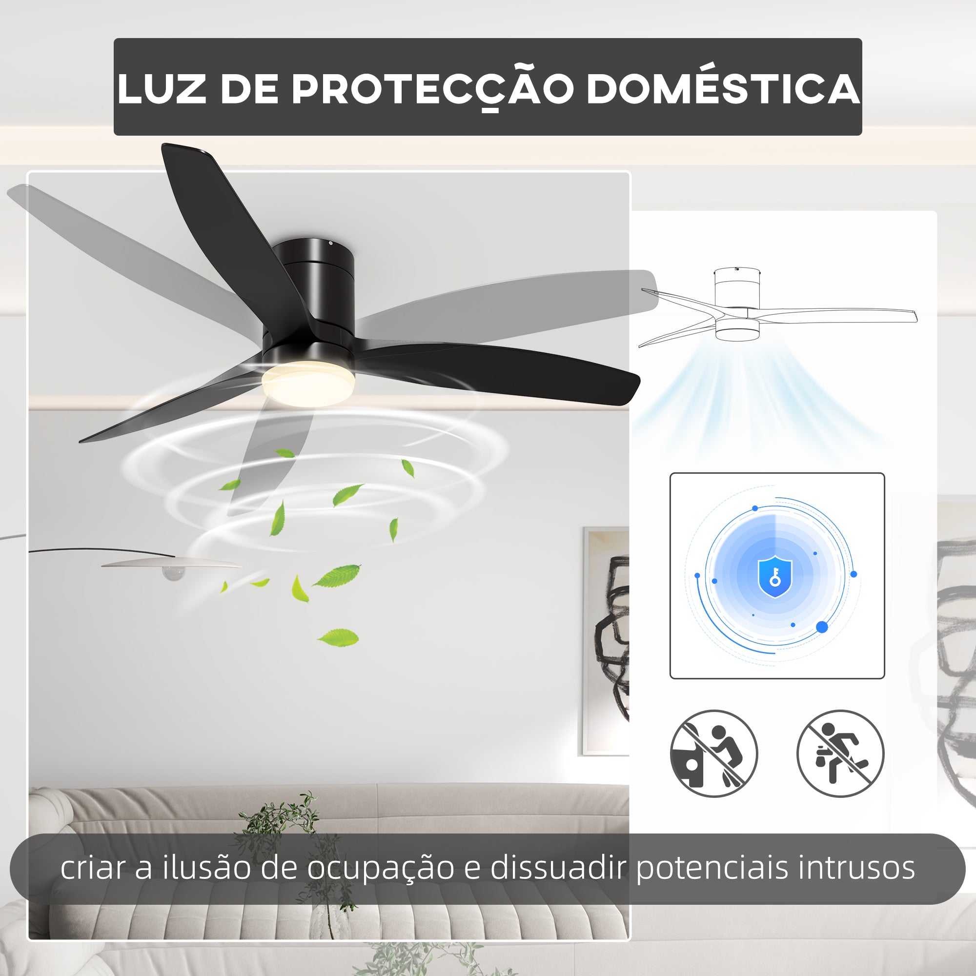 Ventoinha de Teto Silenciosa Ø132 cm Preto