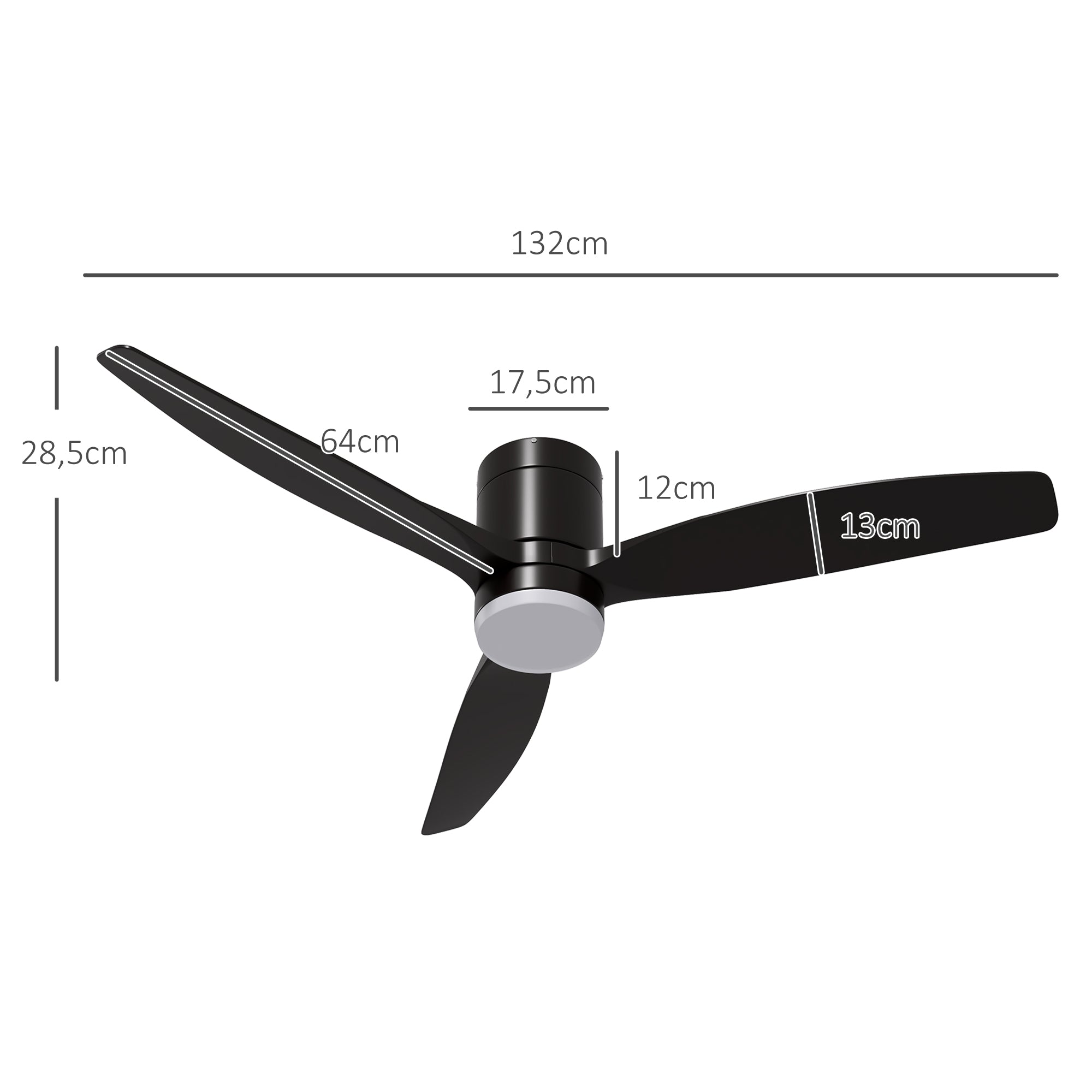Ventoinha de Teto Silenciosa Ø132 cm Preto
